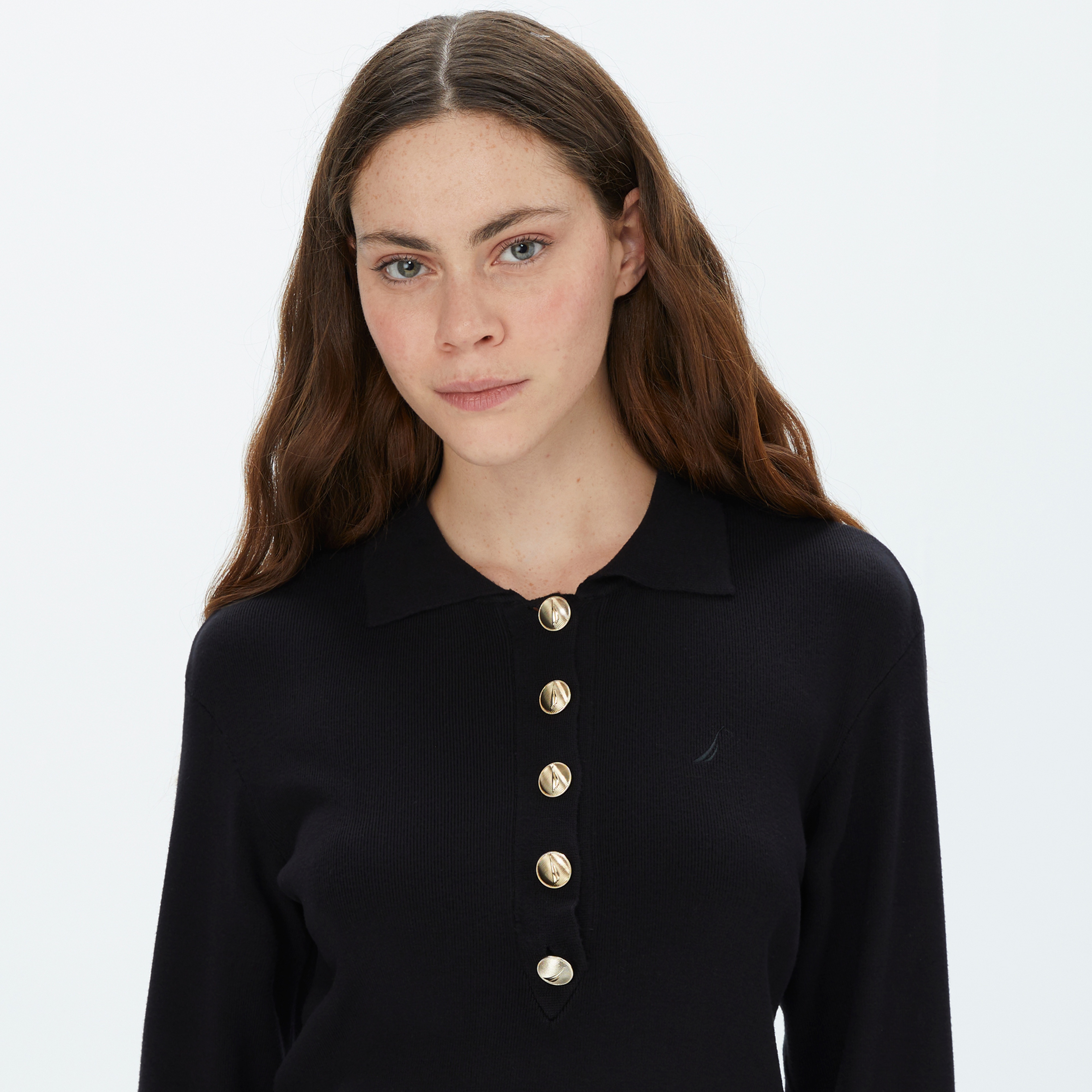 Nautica Kadın Siyah Polo Yaka Triko