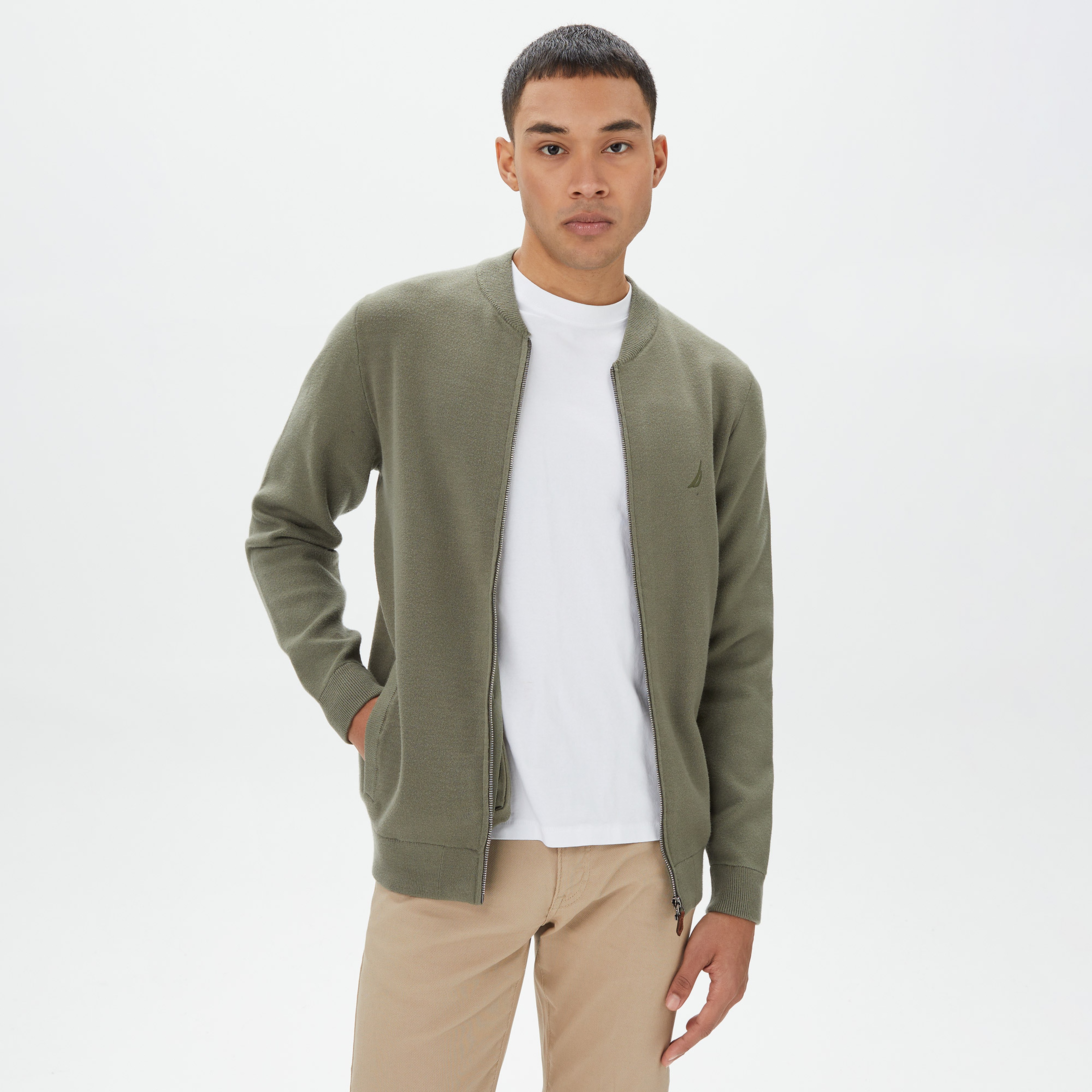 Nautica Erkek Yeşil Standart Fit Hırka