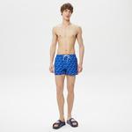 Erkek Baskılı Mavi Mayo Şort