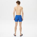 Erkek Baskılı Mavi Mayo Şort