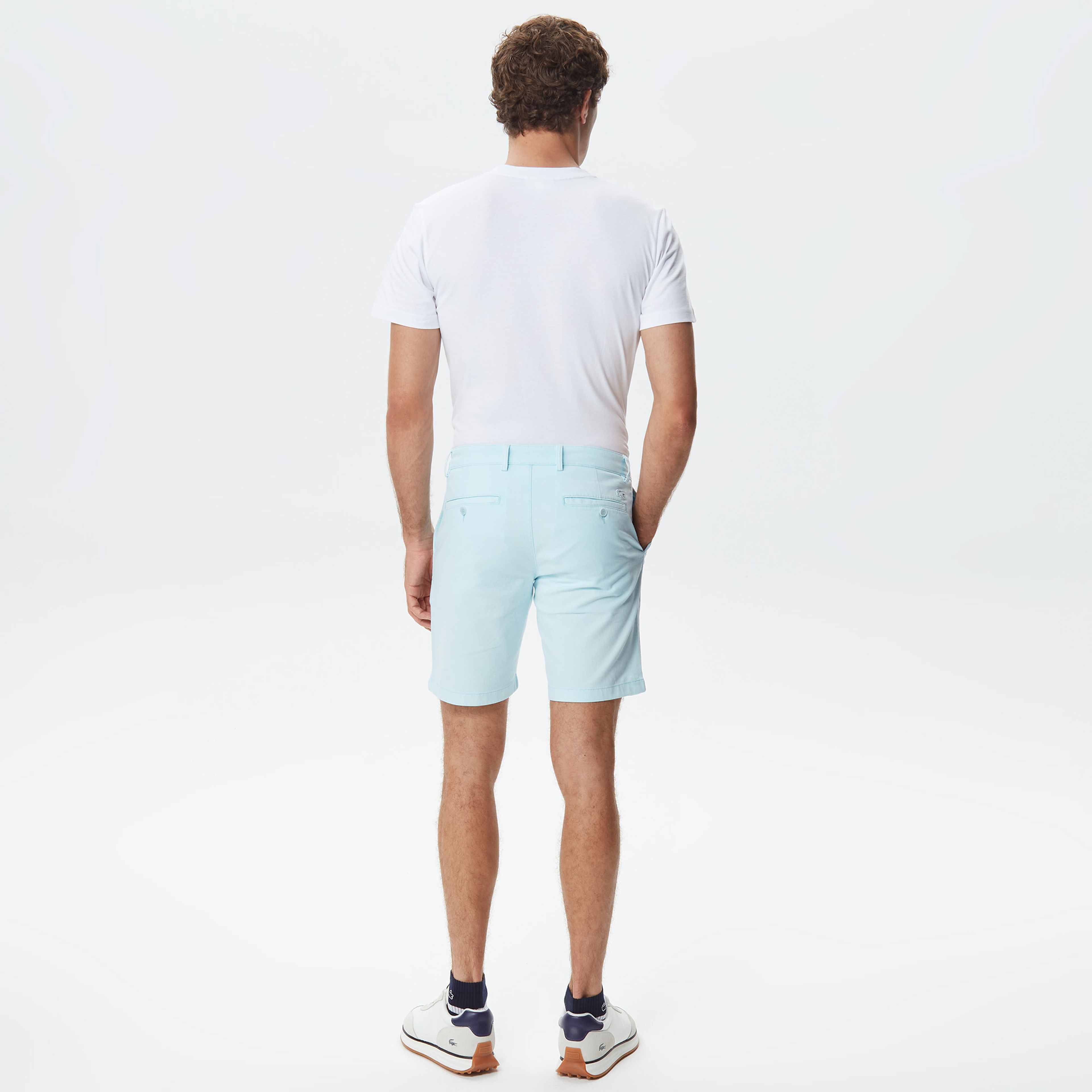 Erkek Slim Fit Organik Pamuk Açık Mavi Bermuda