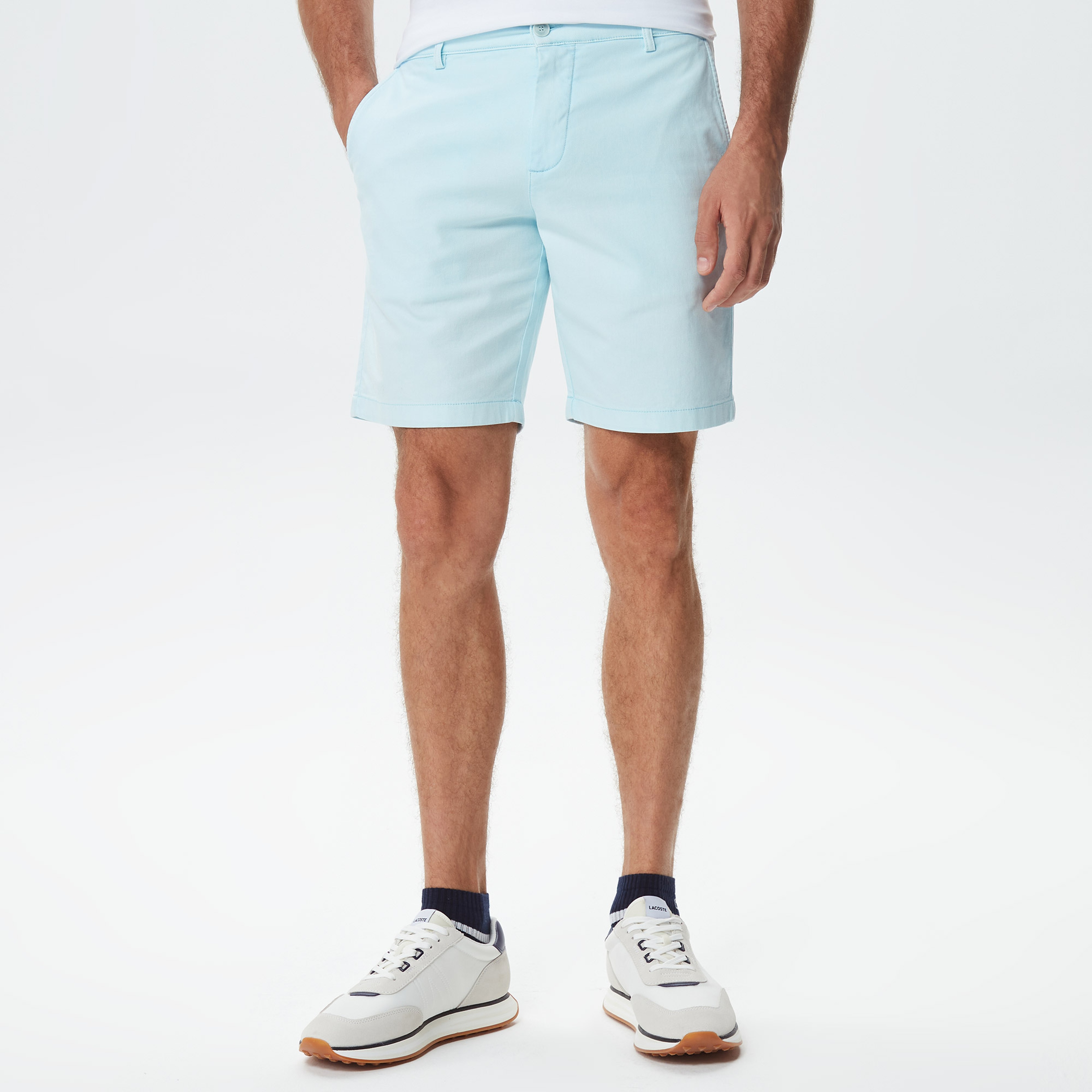 Erkek Slim Fit Organik Pamuk Açık Mavi Bermuda