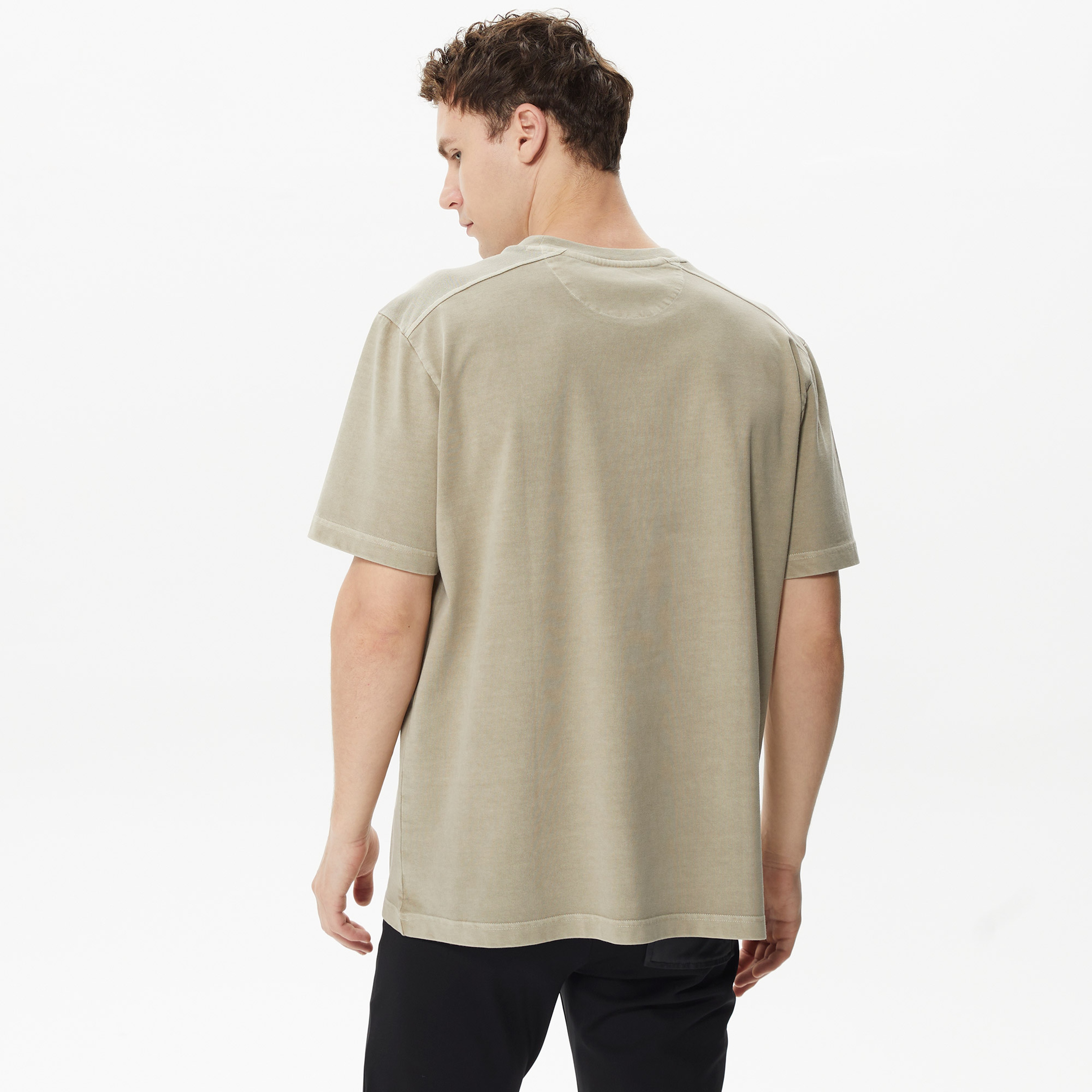 Erkek Relaxed Fit Bisiklet Yaka Yeşil T-Shirt