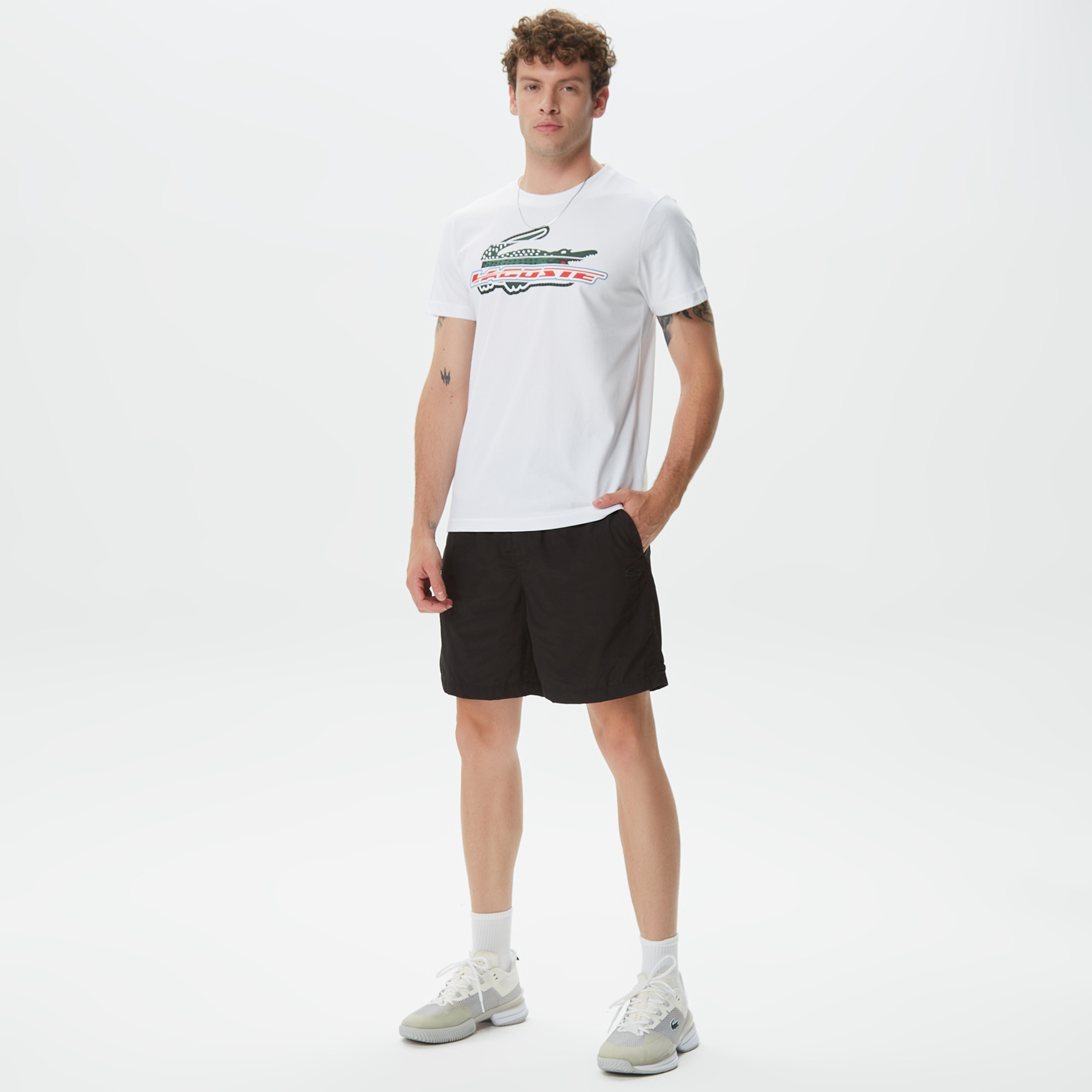 Erkek Sport Regular Fit Organik Pamuk Baskılı Beyaz T-shirt