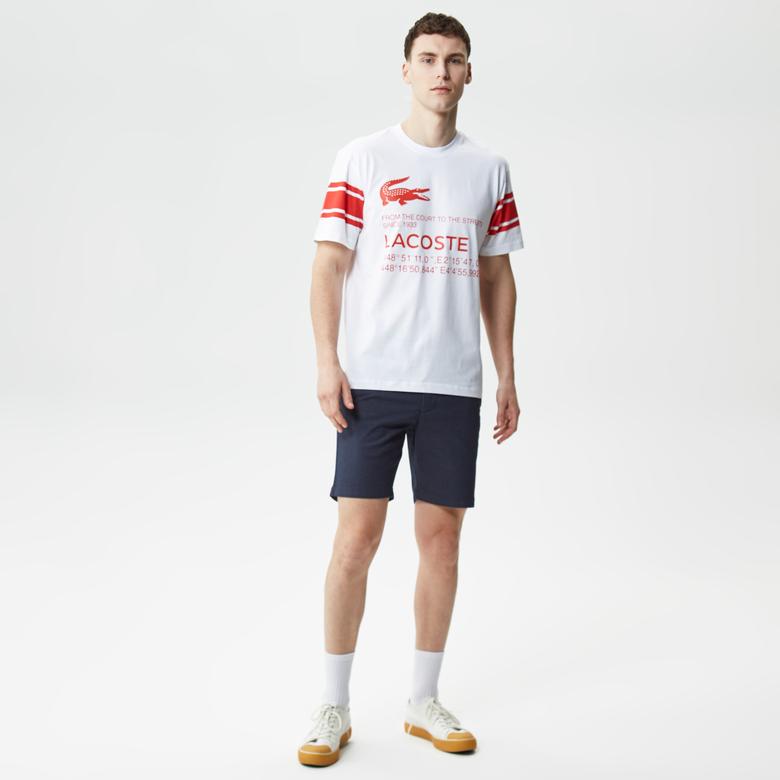 Active Erkek Relaxed Fit Bisiklet Yaka Baskılı Beyaz T-Shirt
