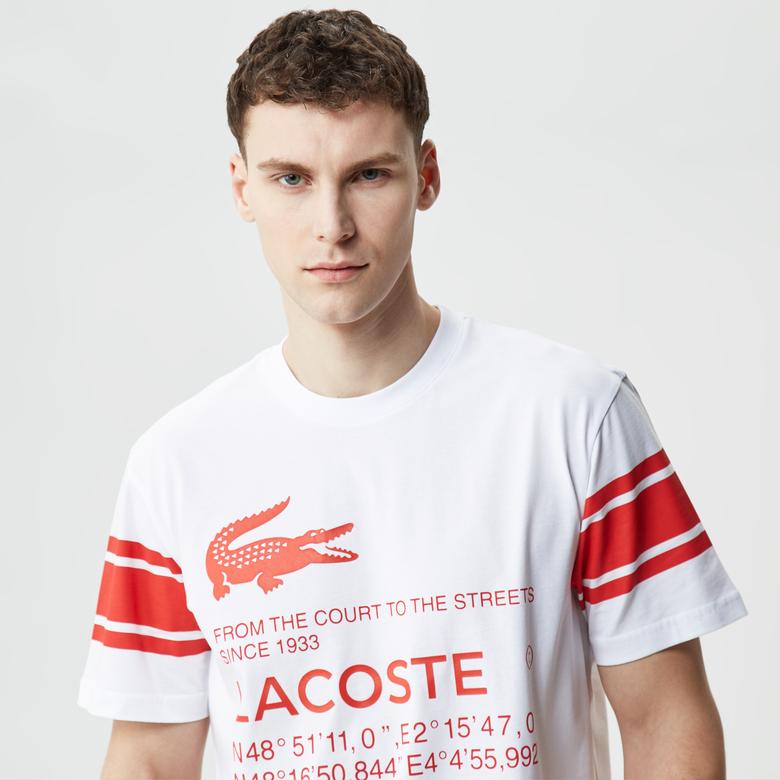 Active Erkek Relaxed Fit Bisiklet Yaka Baskılı Beyaz T-Shirt