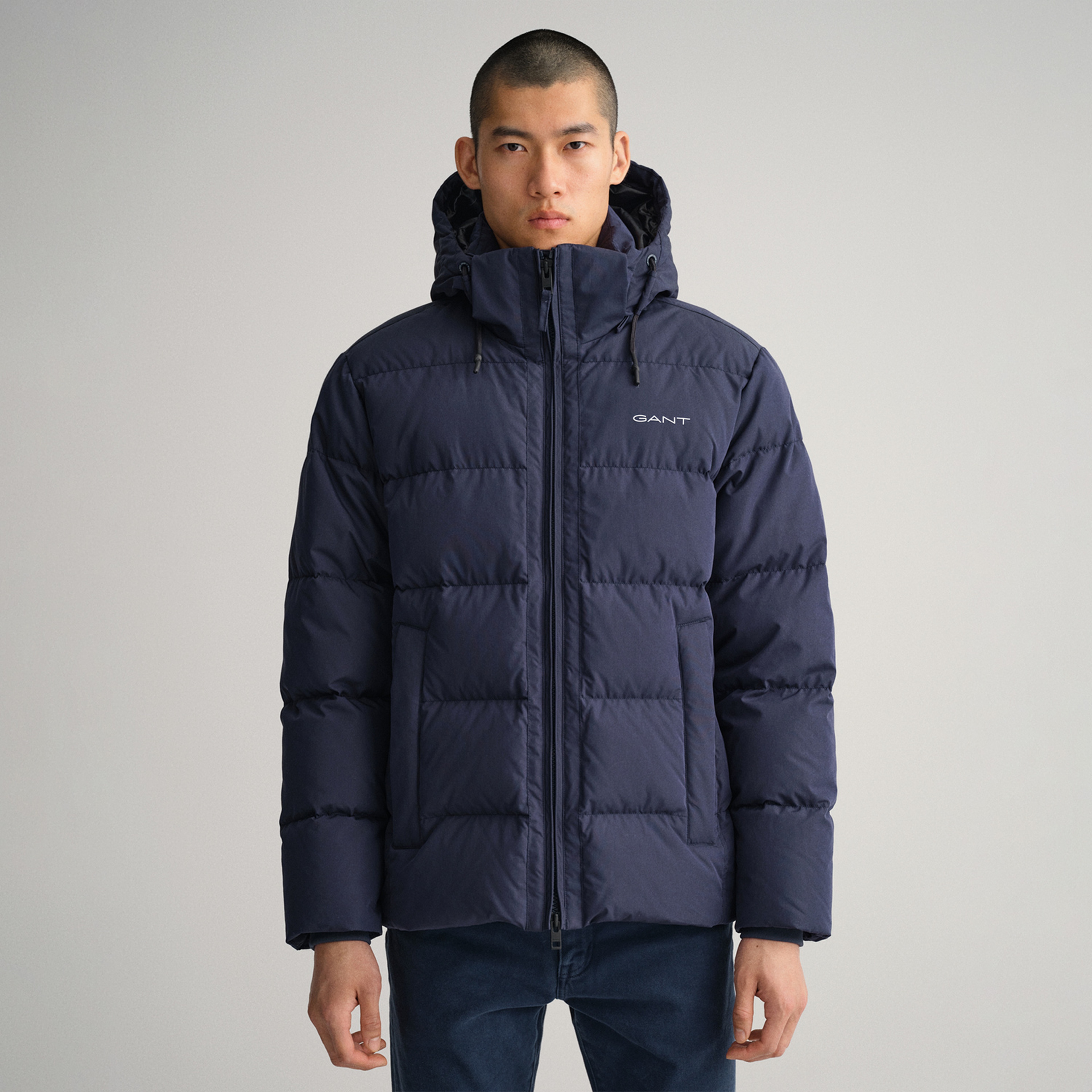 Gant Erkek Lacivert Regular Fit Kapüşonlu Logolu Mont