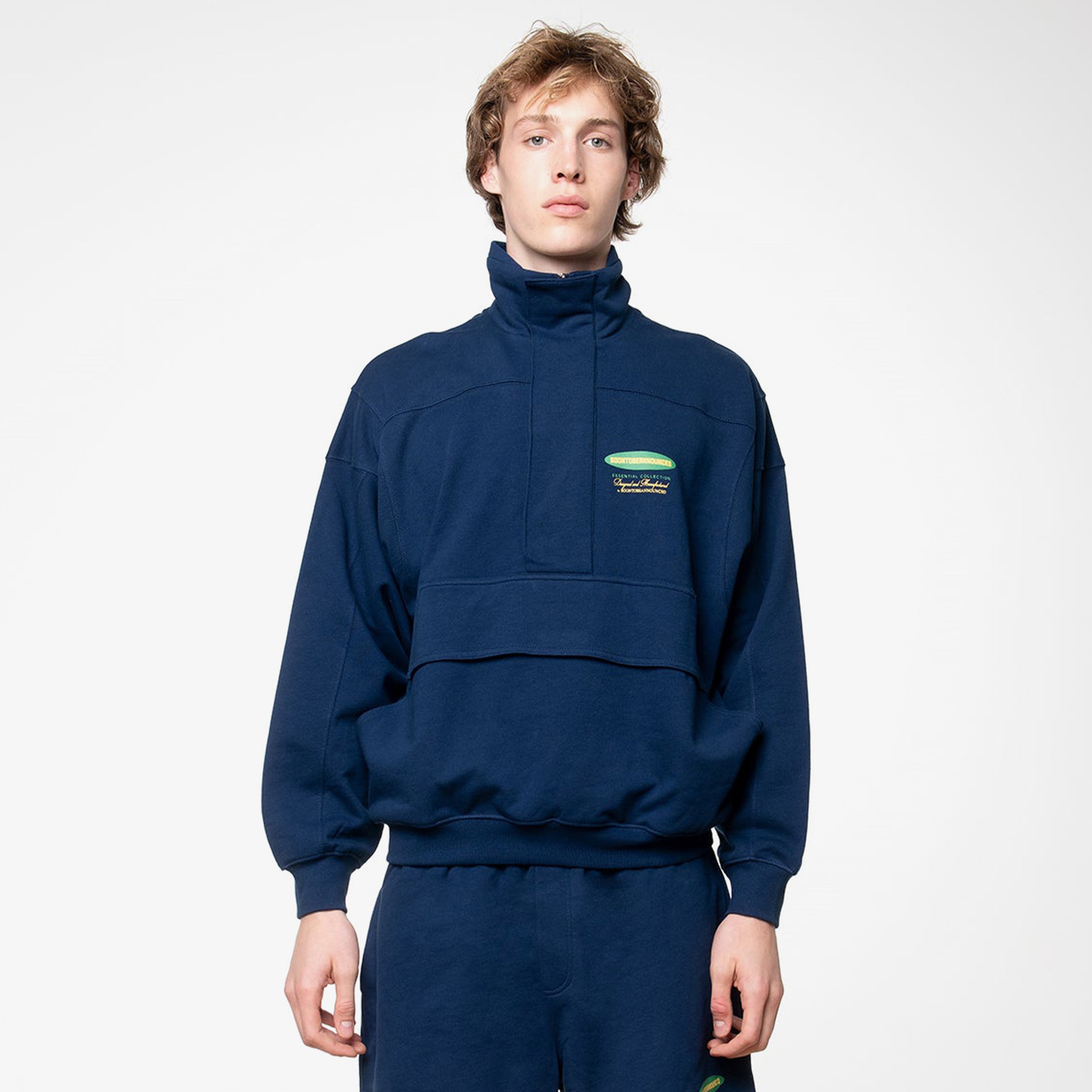 Soon To Be Announced Essentials Logo Half Zip Erkek Lacivert Sweatshirt