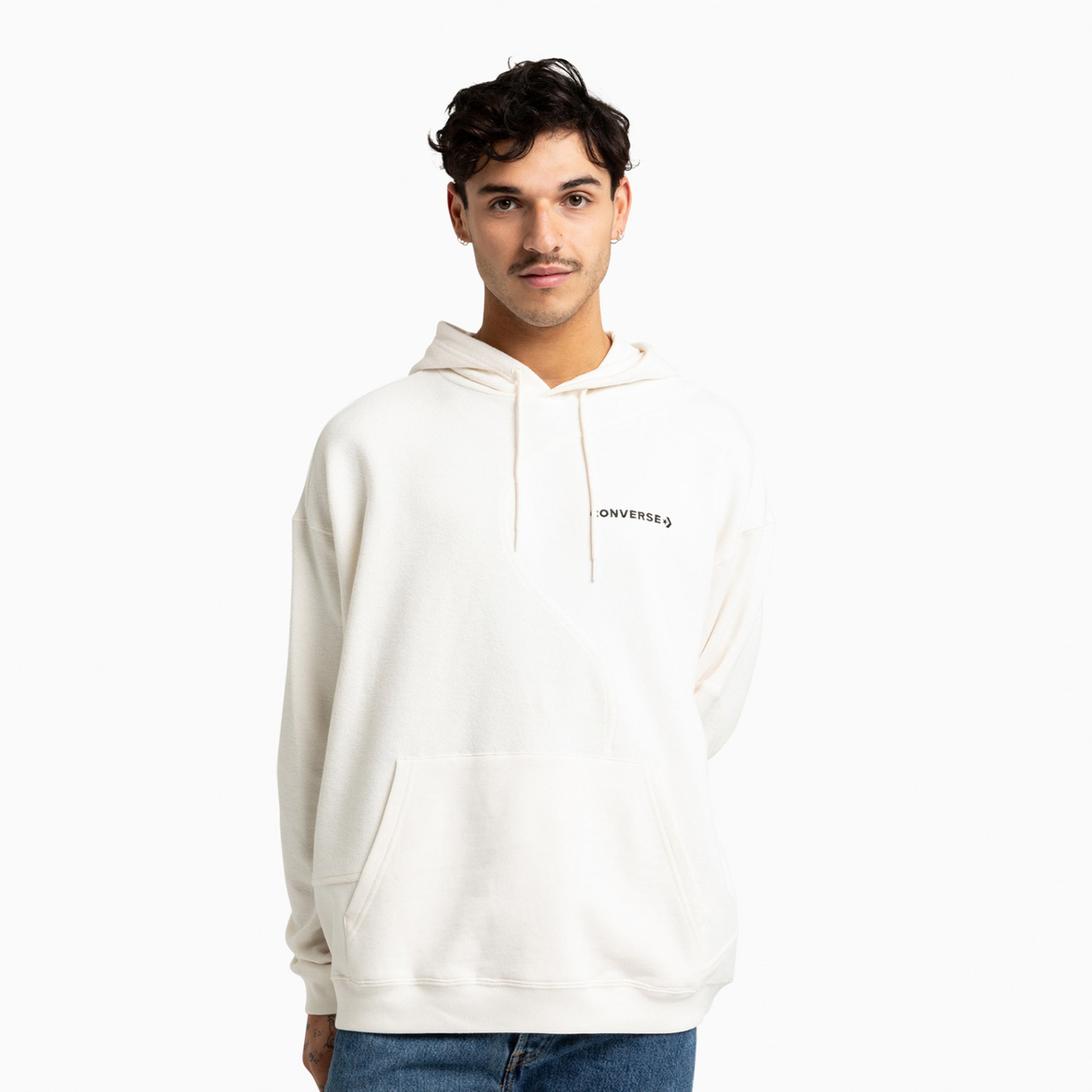 Converse Dynamic Blocking Pullover Erkek Beyaz Hoodie