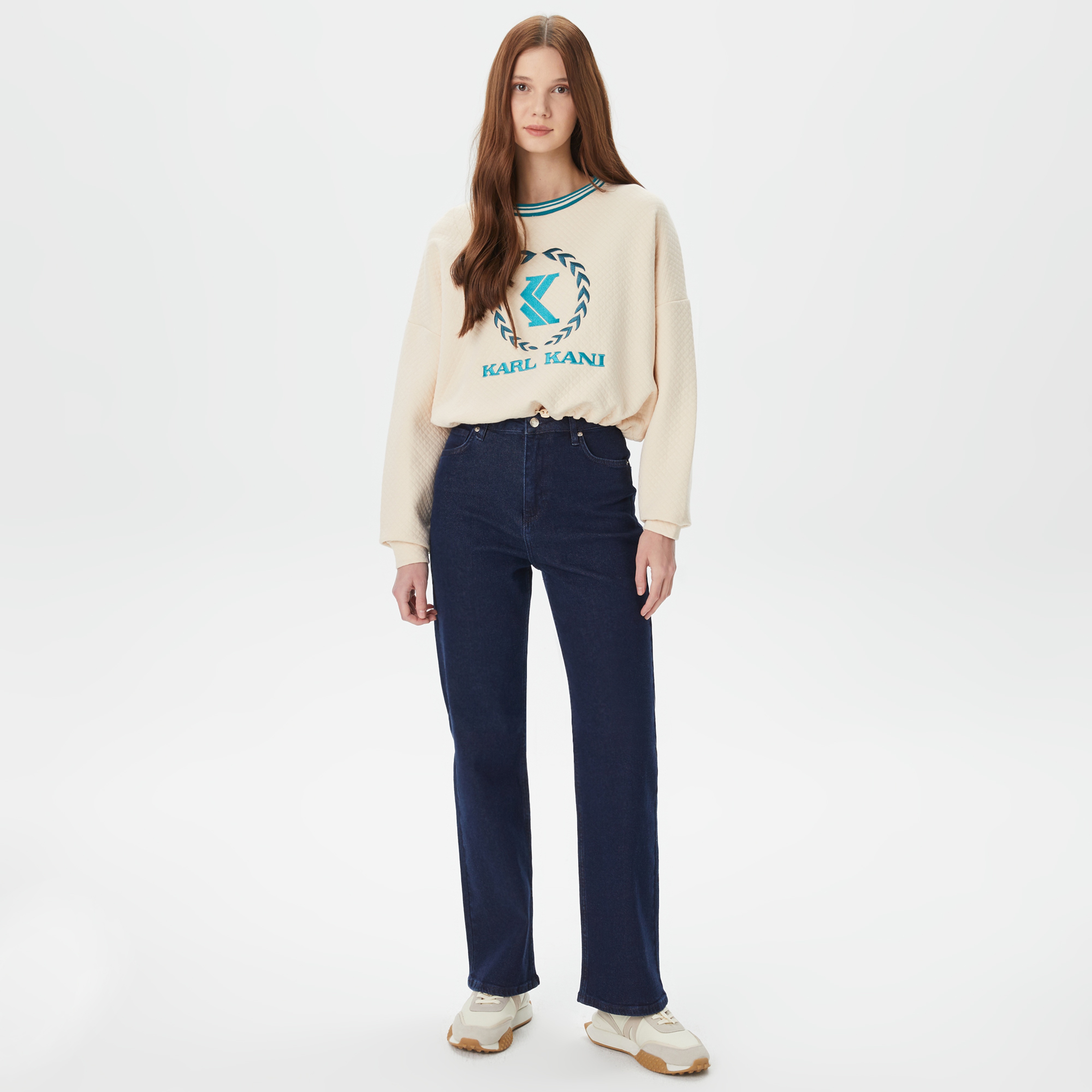 Karl Kani Signature Kadın Beyaz Sweatshirt