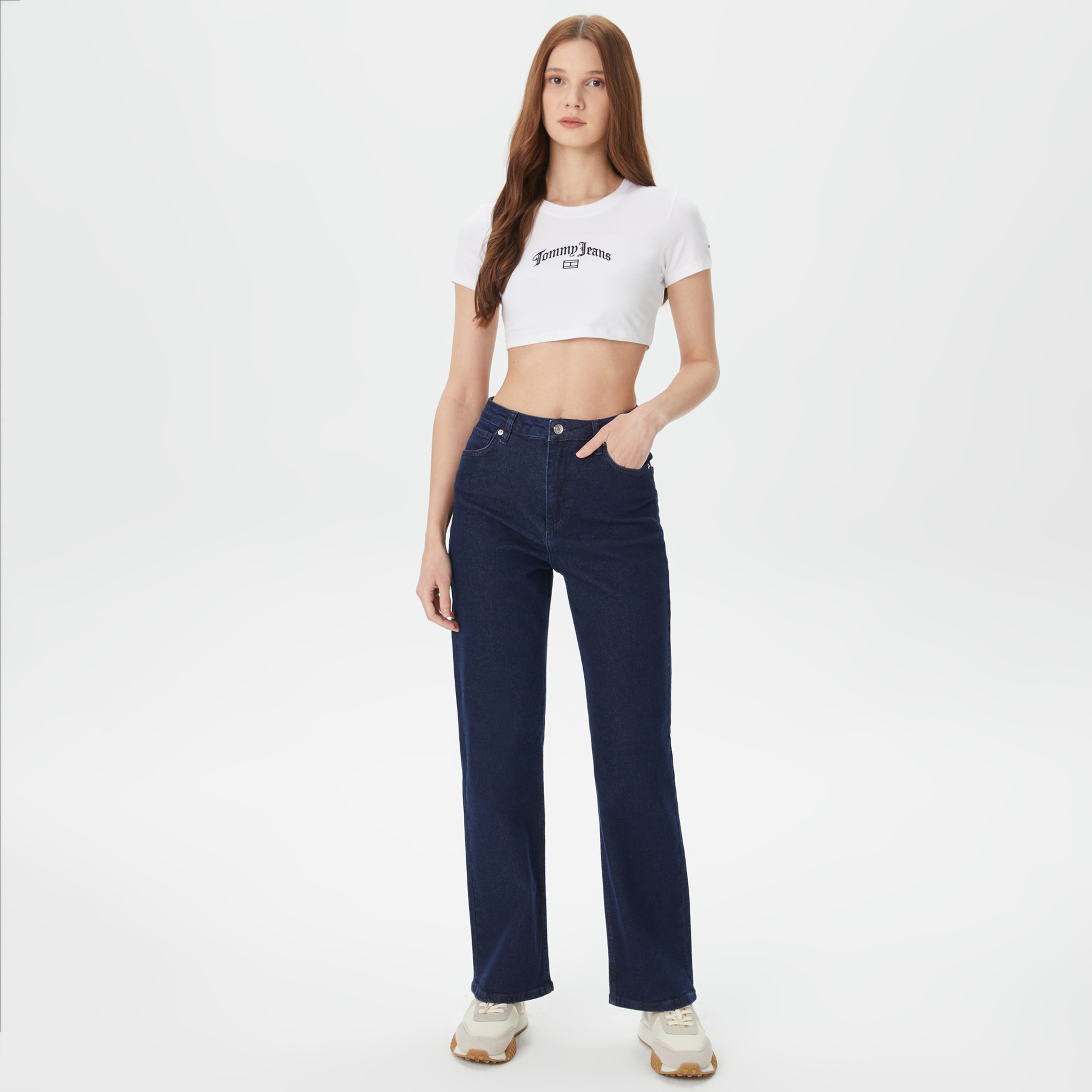 Tommy Hilfiger Ultra Crop Grunge Kadın Beyaz T-Shirt