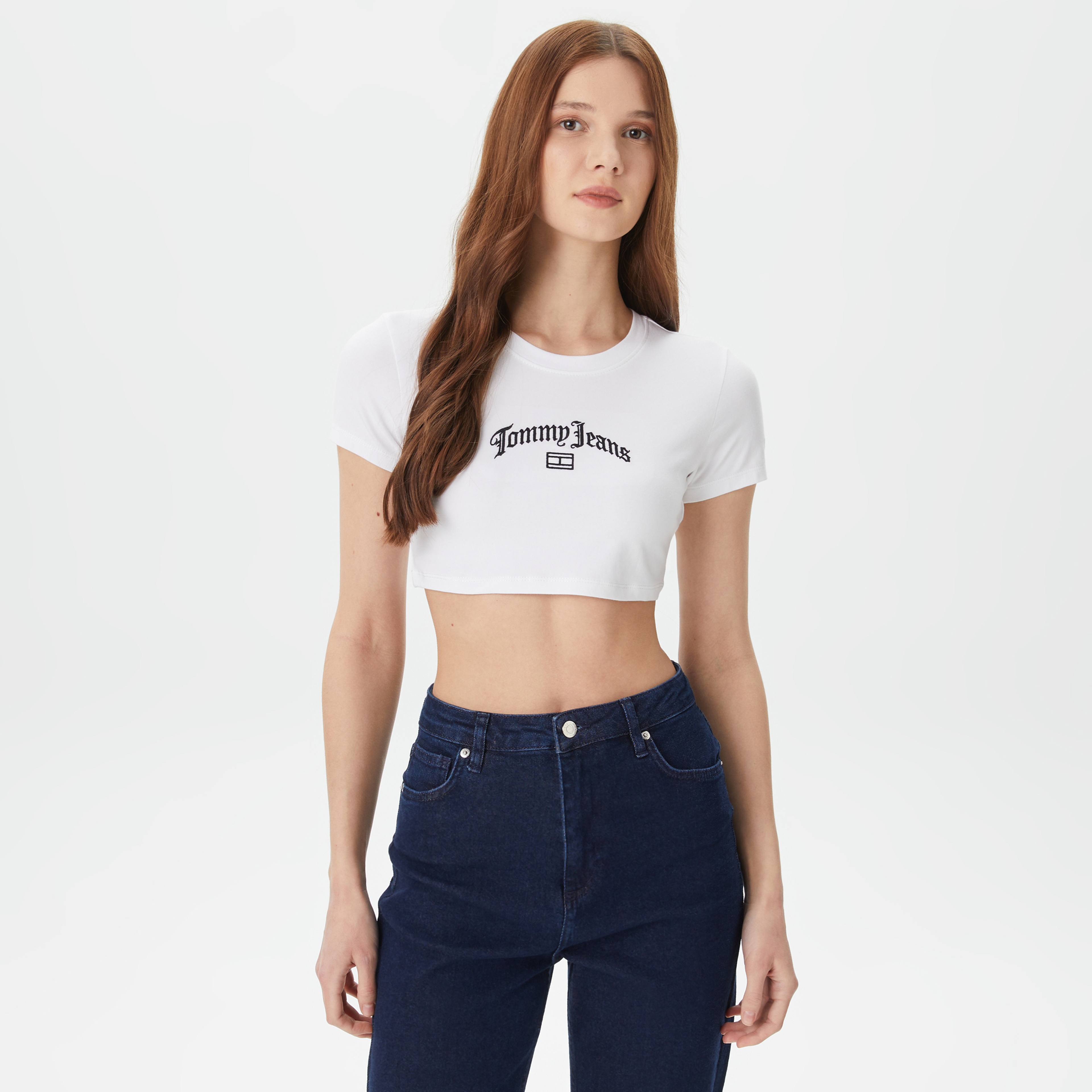Tommy Hilfiger Ultra Crop Grunge Kadın Beyaz T-Shirt