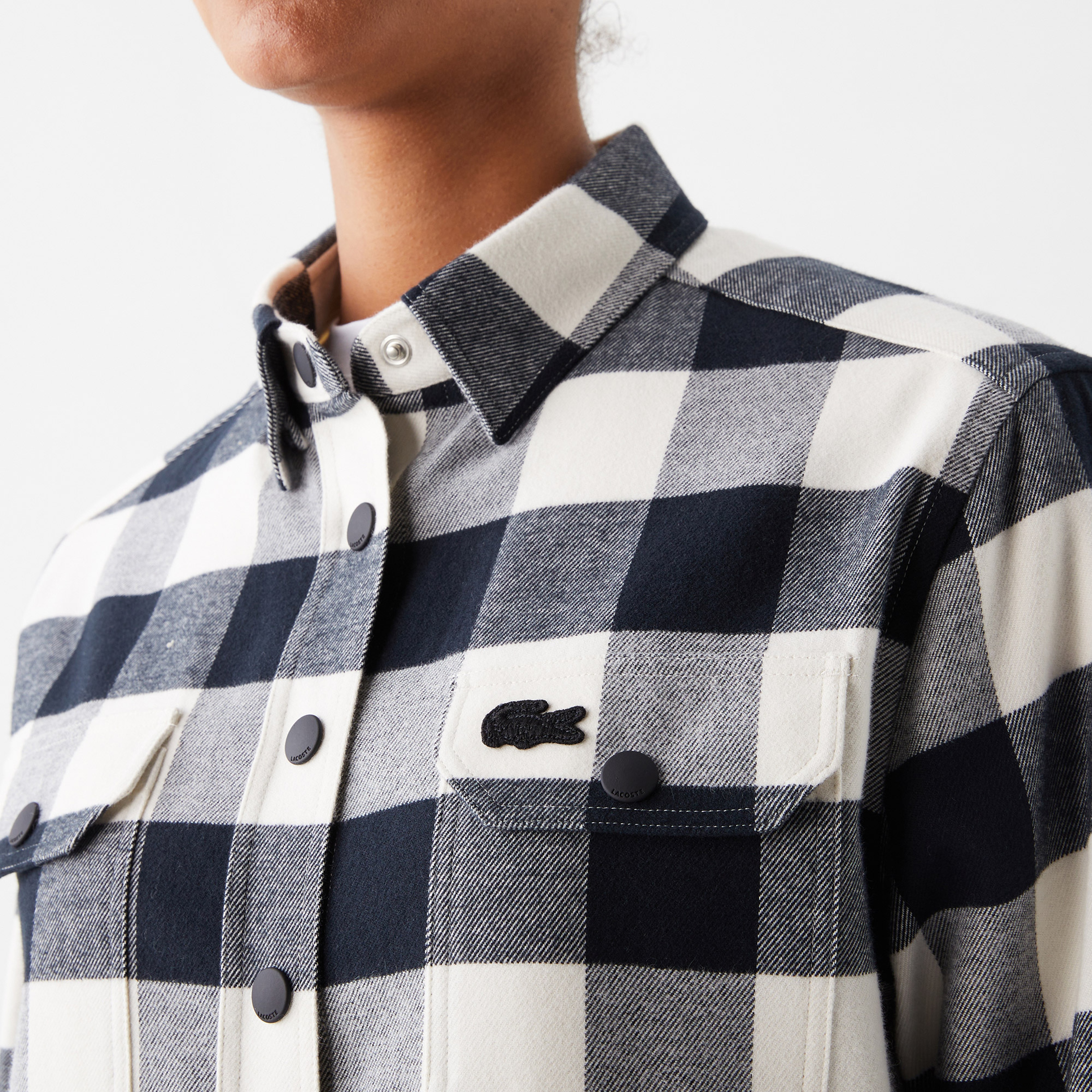 Kadın Regular Fit Uzun Kollu Ekose Siyah Gömlek