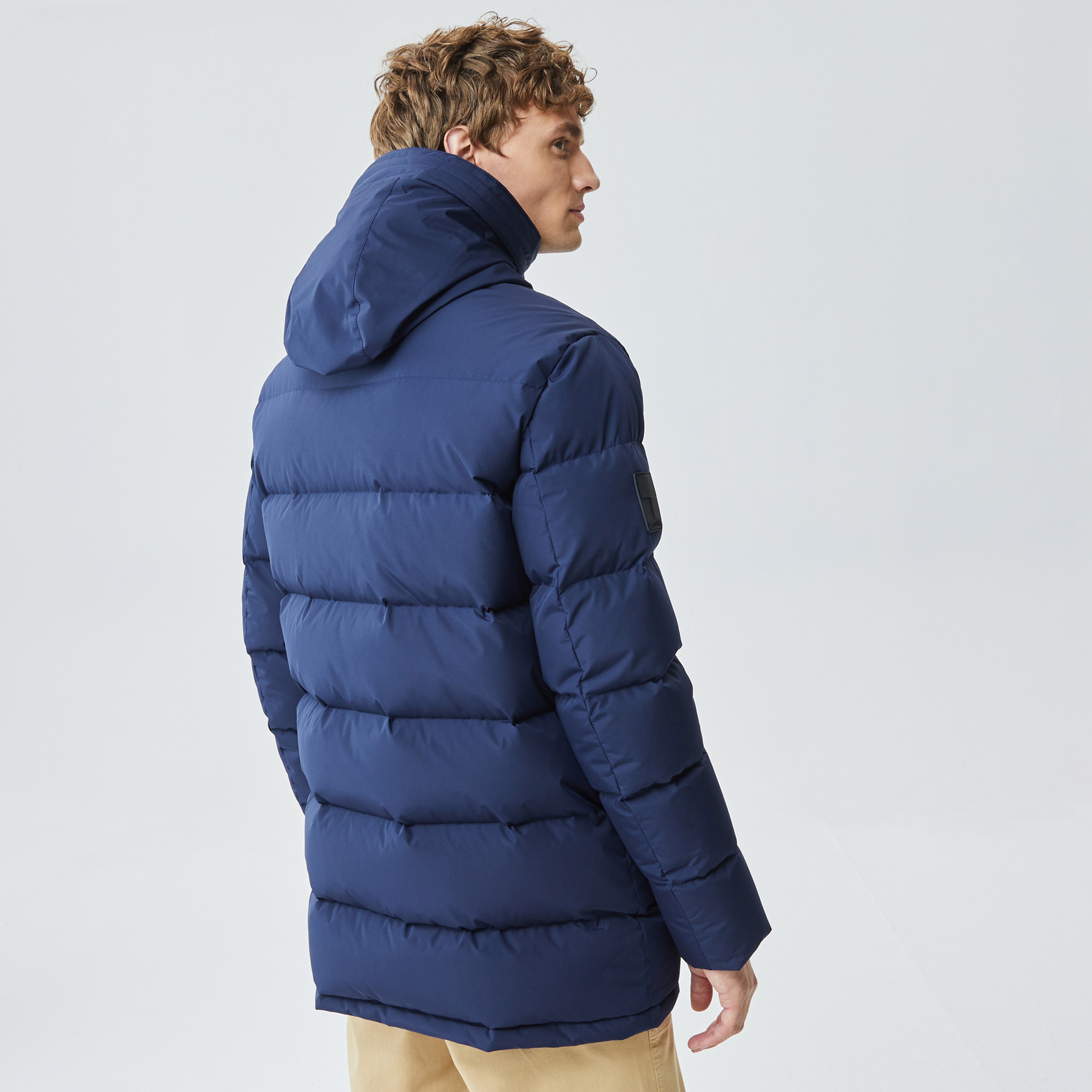 Lacoste Erkek Kapüşonlu Kapitone Koyu Lacivert Şişme Mont