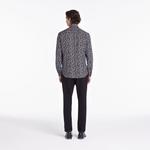 ERKEK ÇİÇEK DESENLİ STRAIGHT FIT UZUN KOLLU SİYAH GÖMLEK