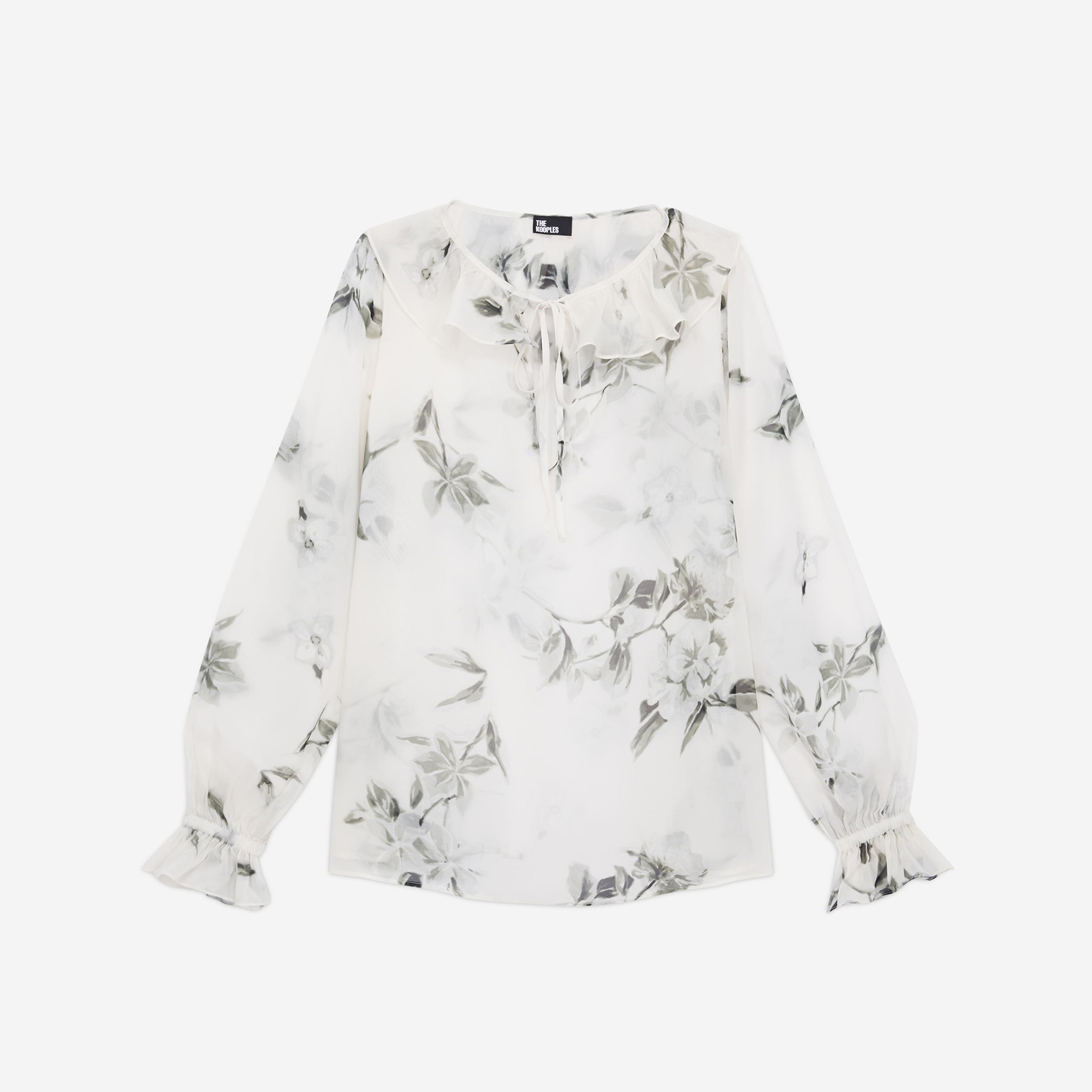 The Kooples Uzun Kollu Çiçek Desenli Krem Bluz