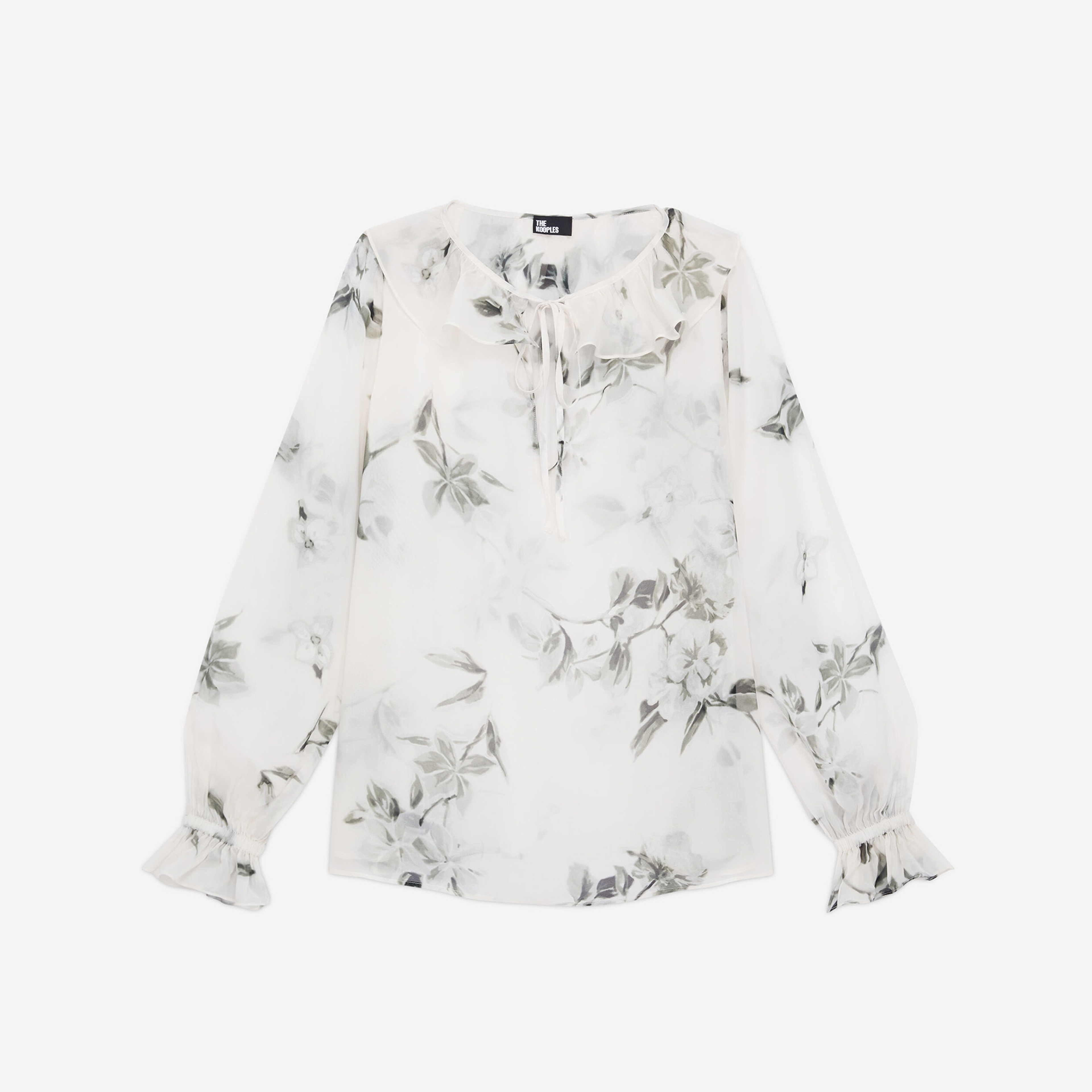 The Kooples Uzun Kollu Çiçek Desenli Krem Bluz