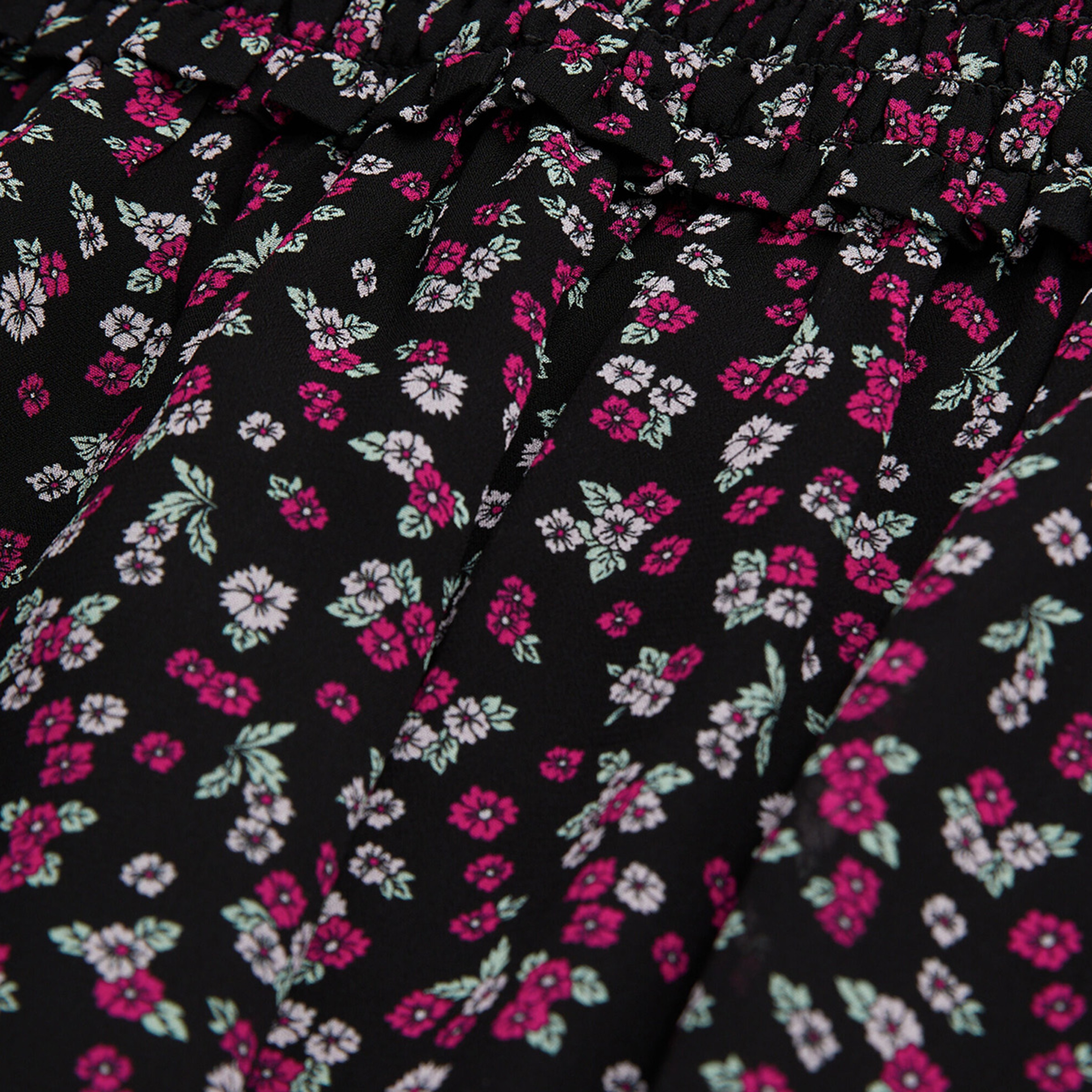 KADIN ÇİÇEK DESENLİ SİYAH ETEK