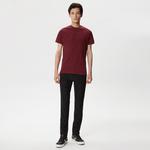 Erkek Regular Fit Bisiklet Yaka Baskılı Bordo T-Shirt