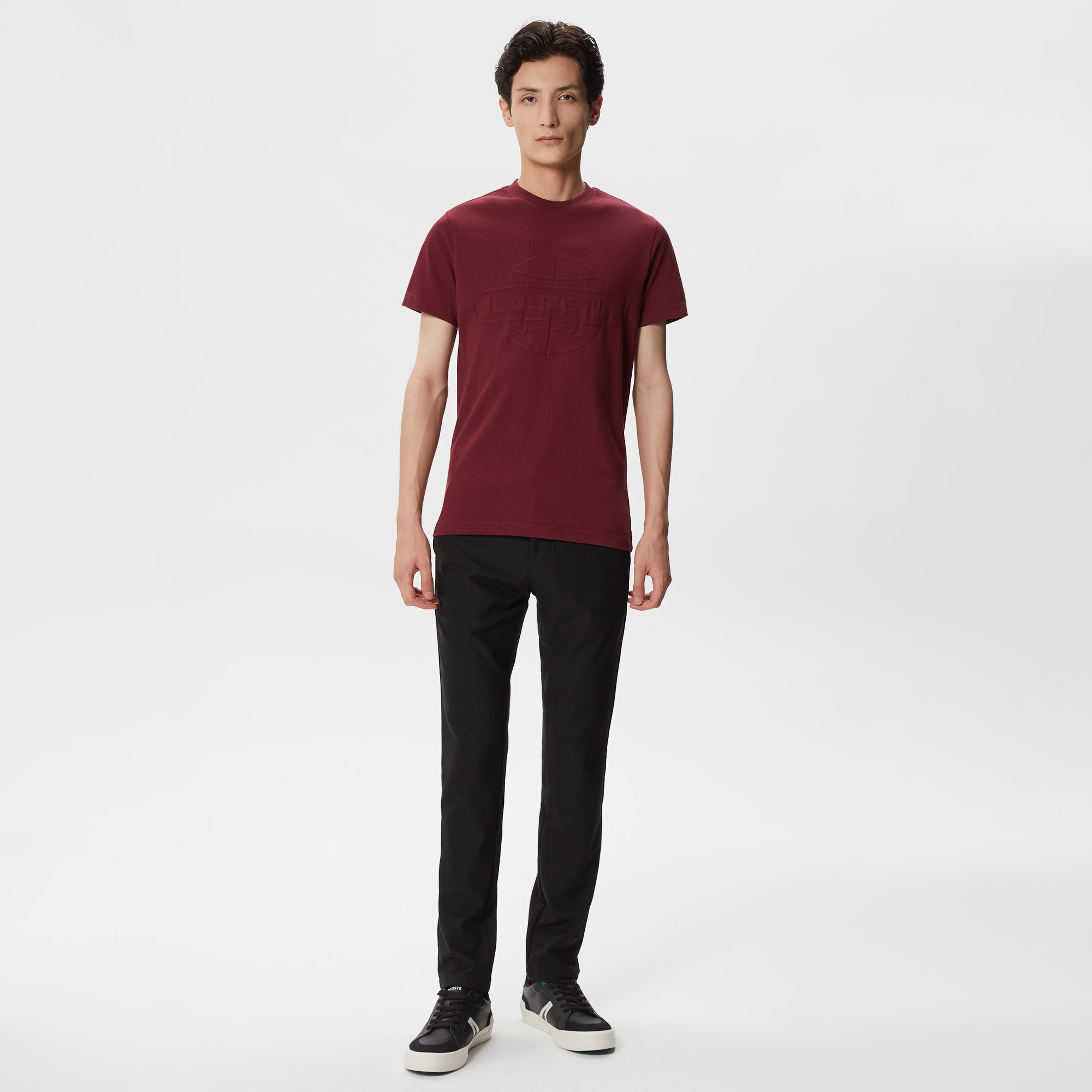 Erkek Regular Fit Bisiklet Yaka Baskılı Bordo T-Shirt