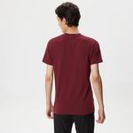 Erkek Regular Fit Bisiklet Yaka Baskılı Bordo T-Shirt