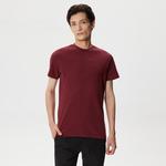 Erkek Regular Fit Bisiklet Yaka Baskılı Bordo T-Shirt