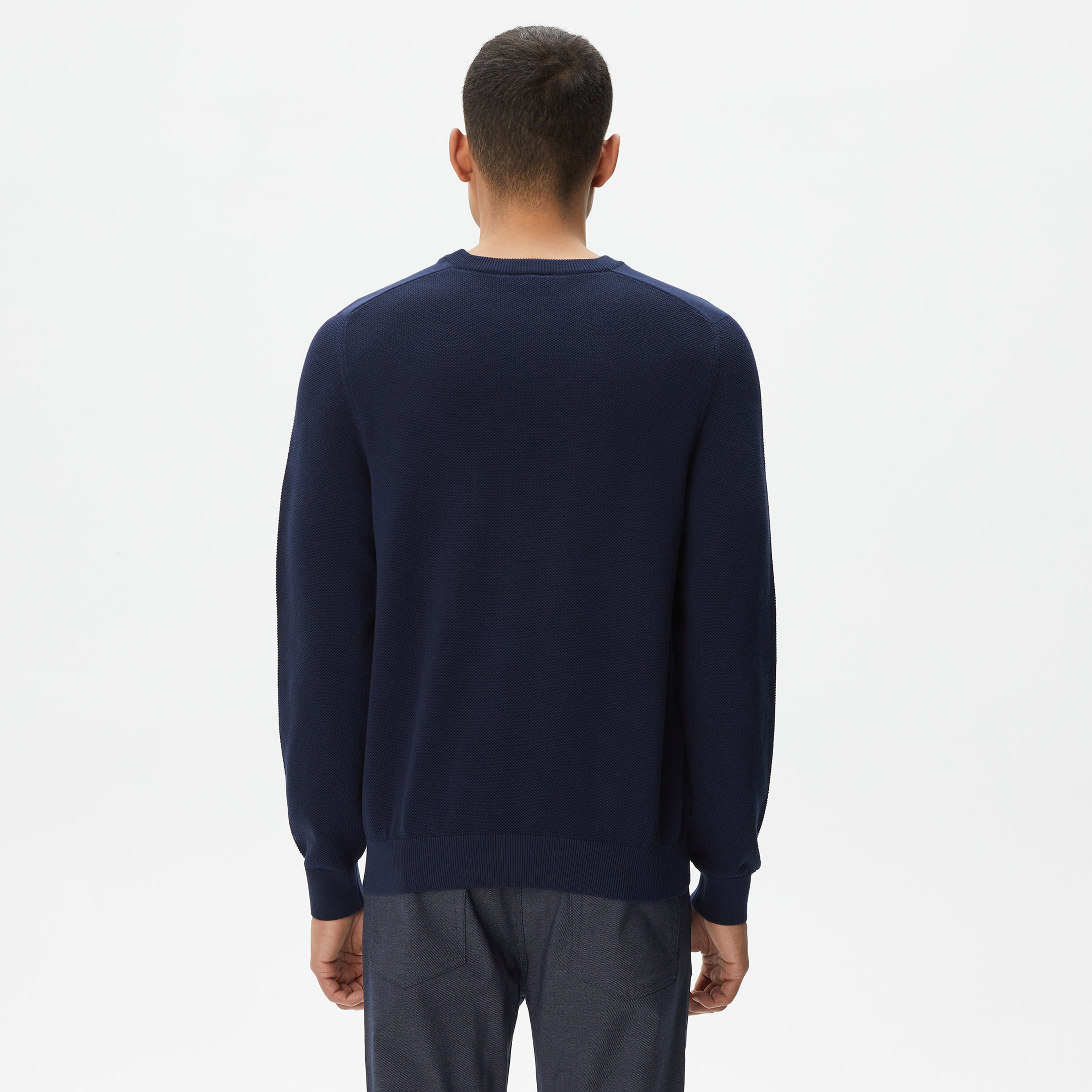 Erkek Regular Fit Bisiklet Yaka Lacivert Triko