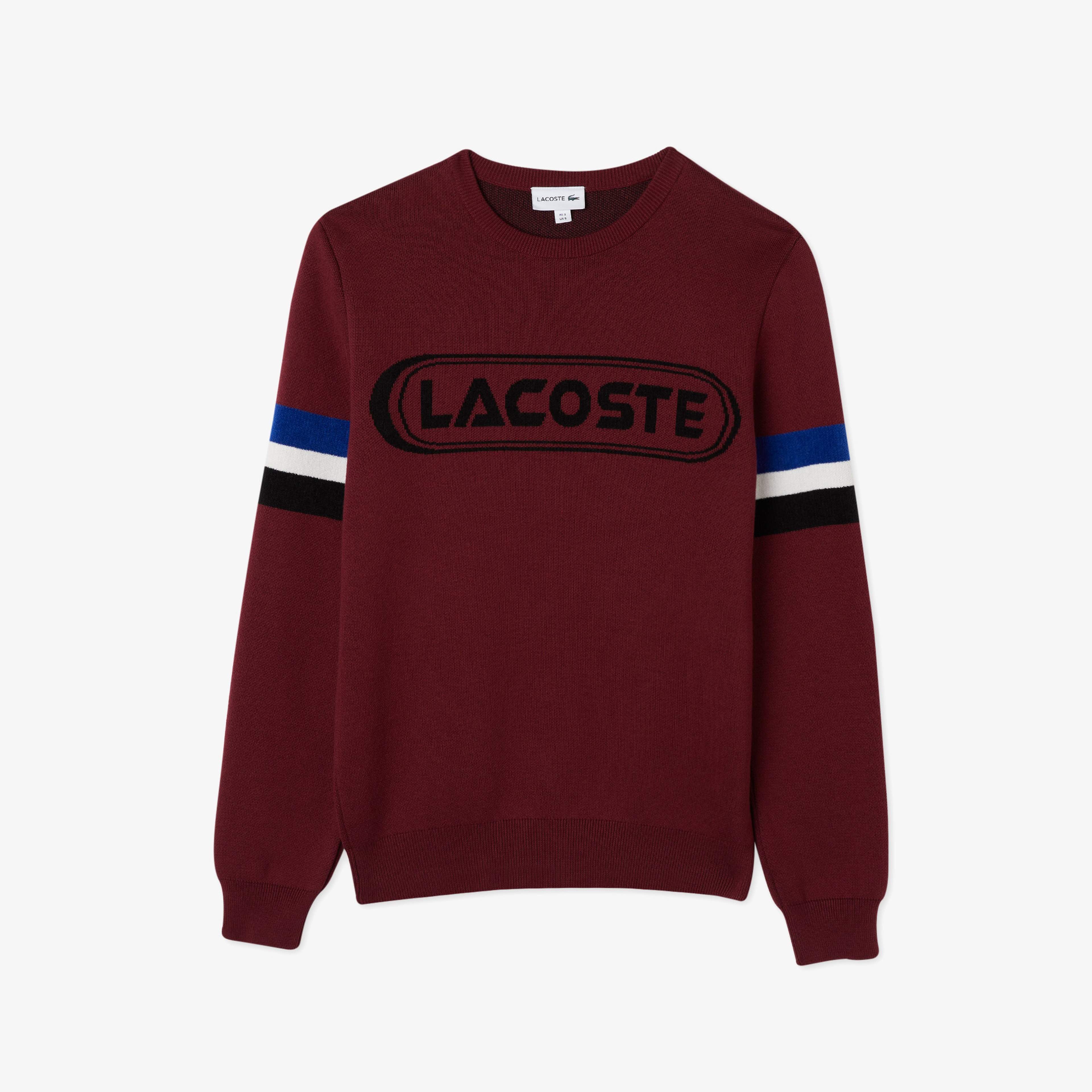Lacoste Erkek Regular Fit Uzun Kollu Bisiklet Yaka Renk Bloklu Bordo Triko