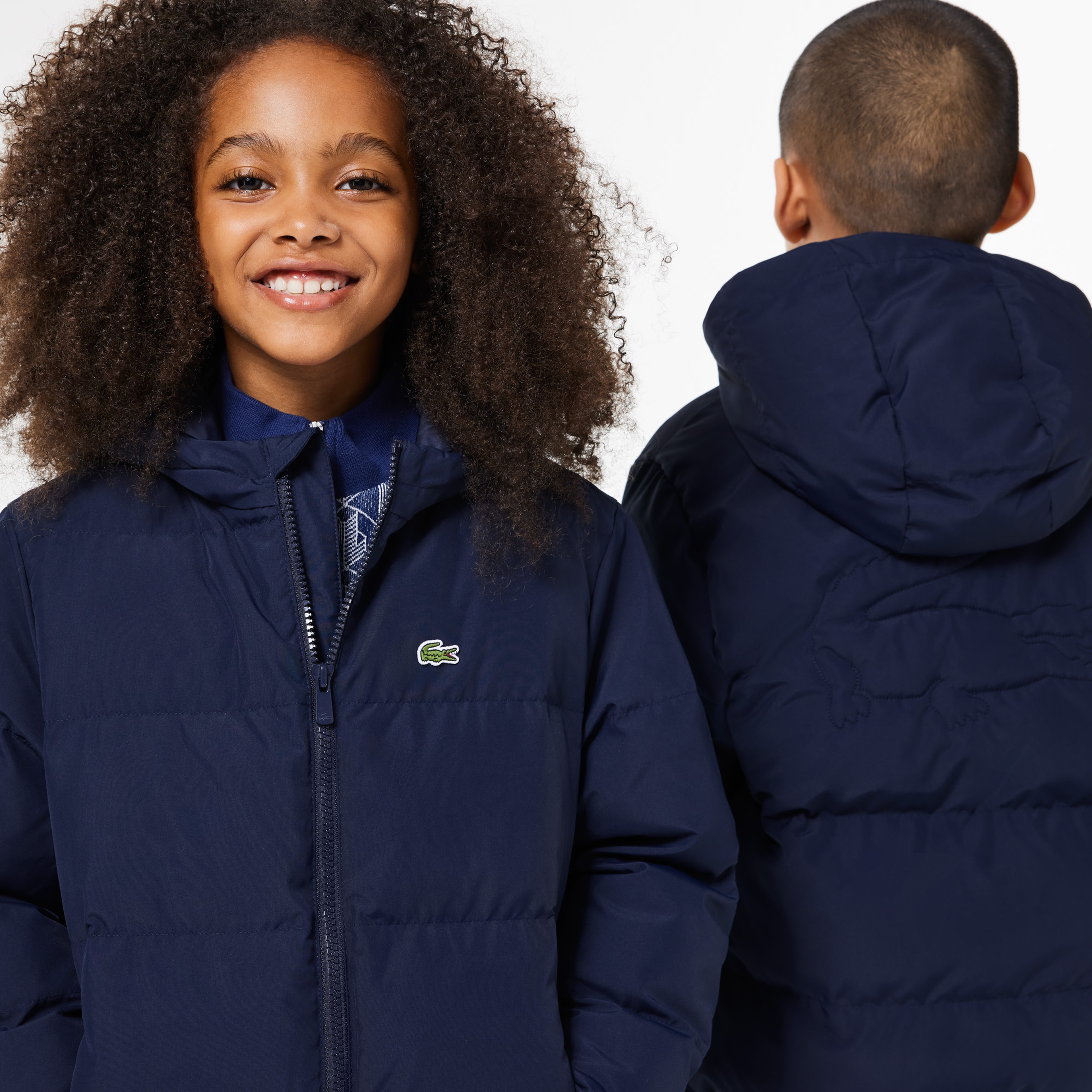 Çocuk Kapüşonlu Lacivert Şişme Mont