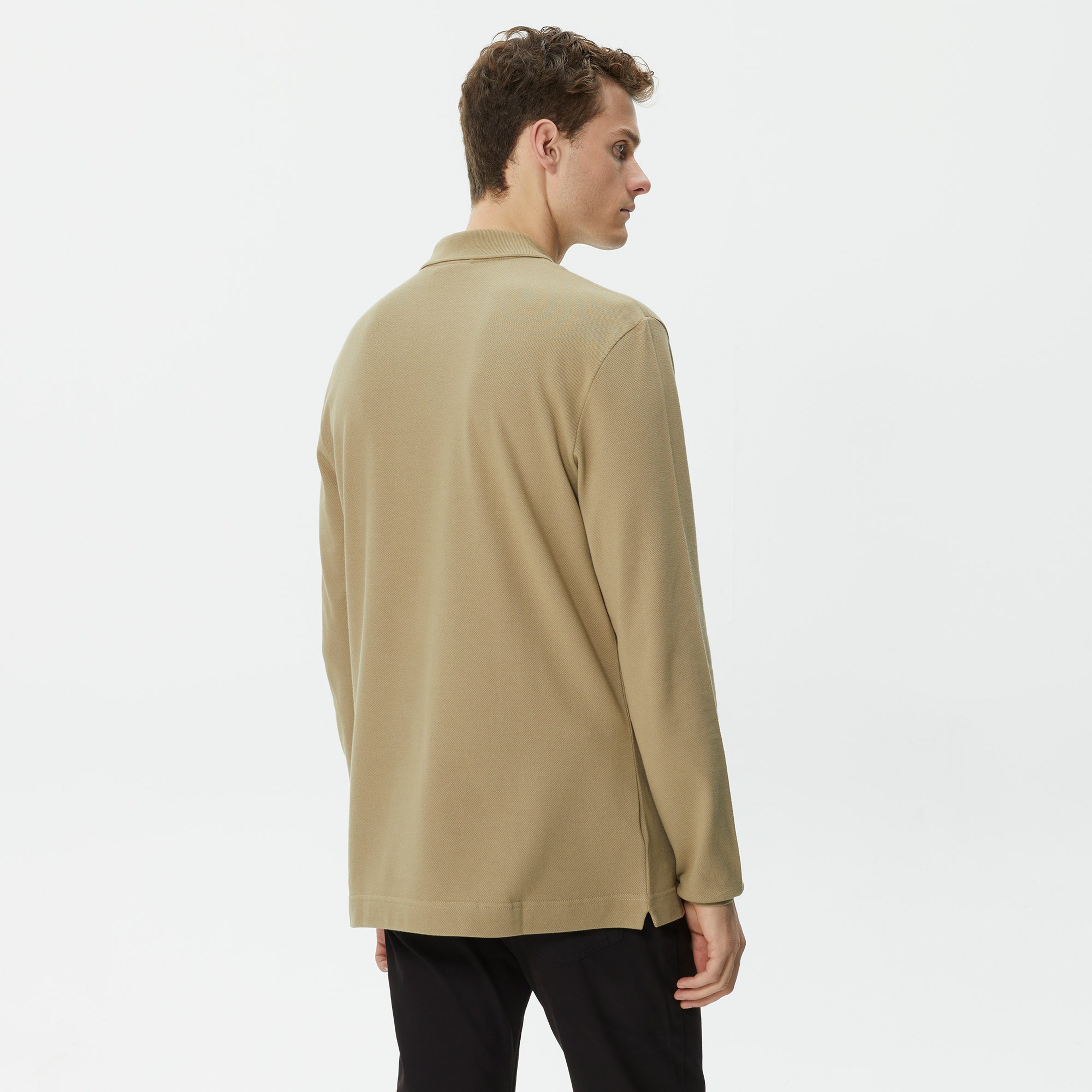 Erkek Slim Fit Uzun Kollu L.12.12 Kahverengi Polo