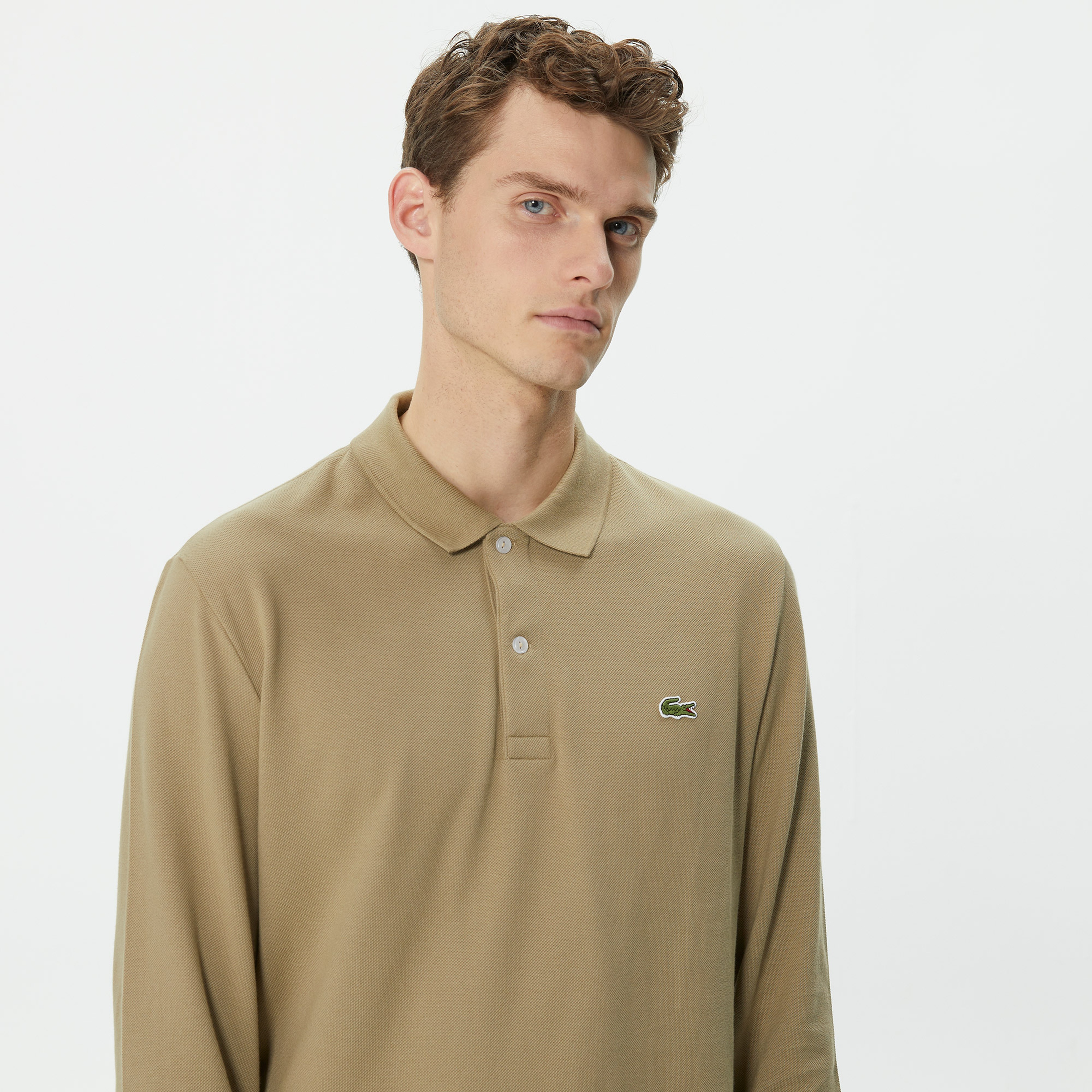 Erkek Slim Fit Uzun Kollu L.12.12 Kahverengi Polo