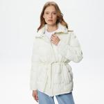 Kadın Dik Yaka Kapitone Beyaz Mont