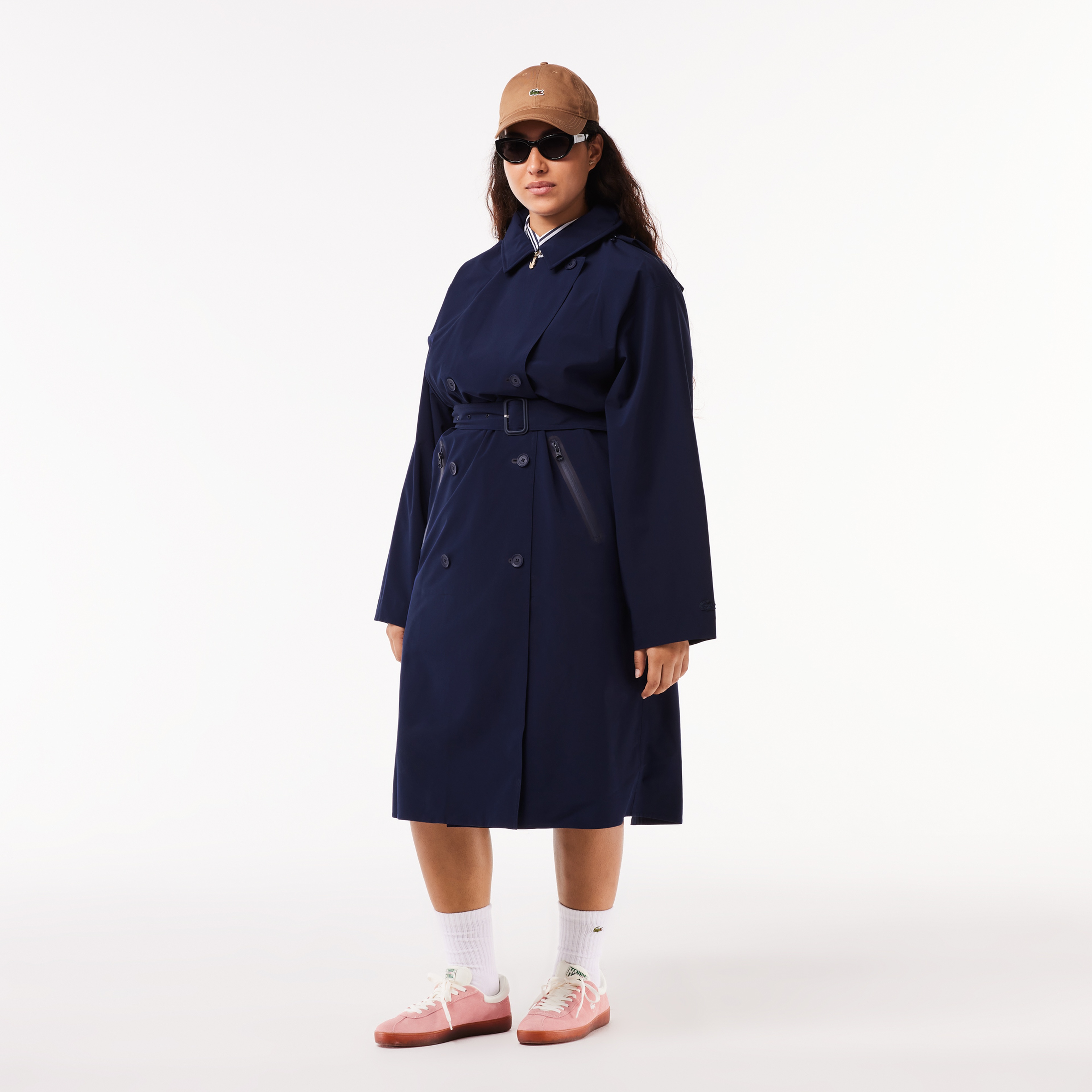 Kadın Kapüşonlu Lacivert Trençkot