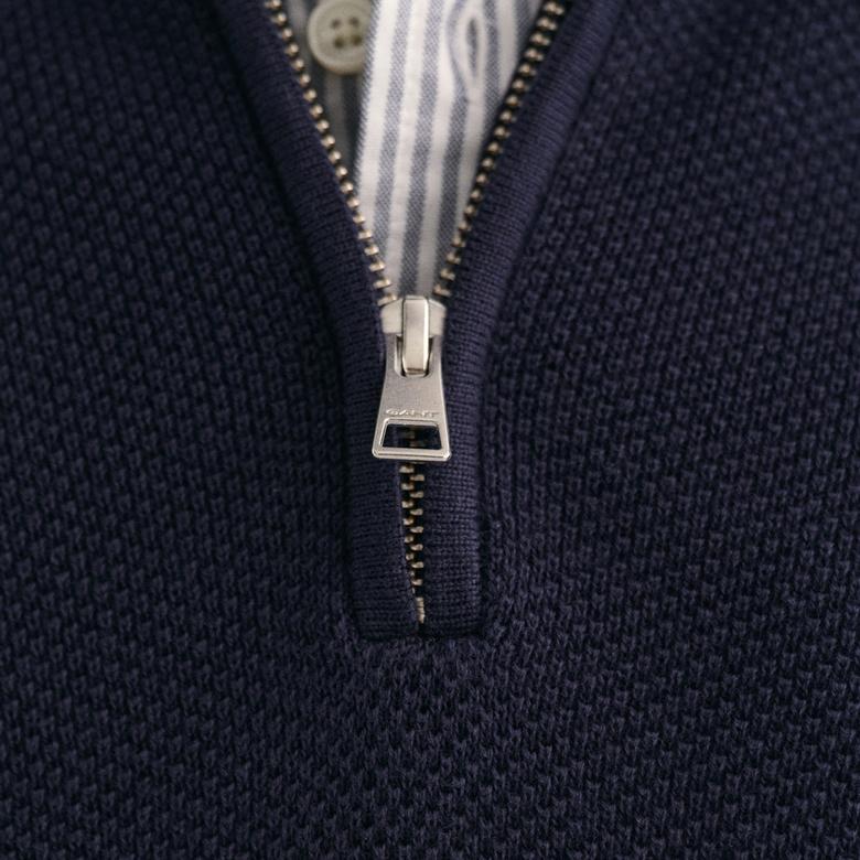 GANT Erkek Lacivert Regular Fit Yarım Fermuarlı Kazak