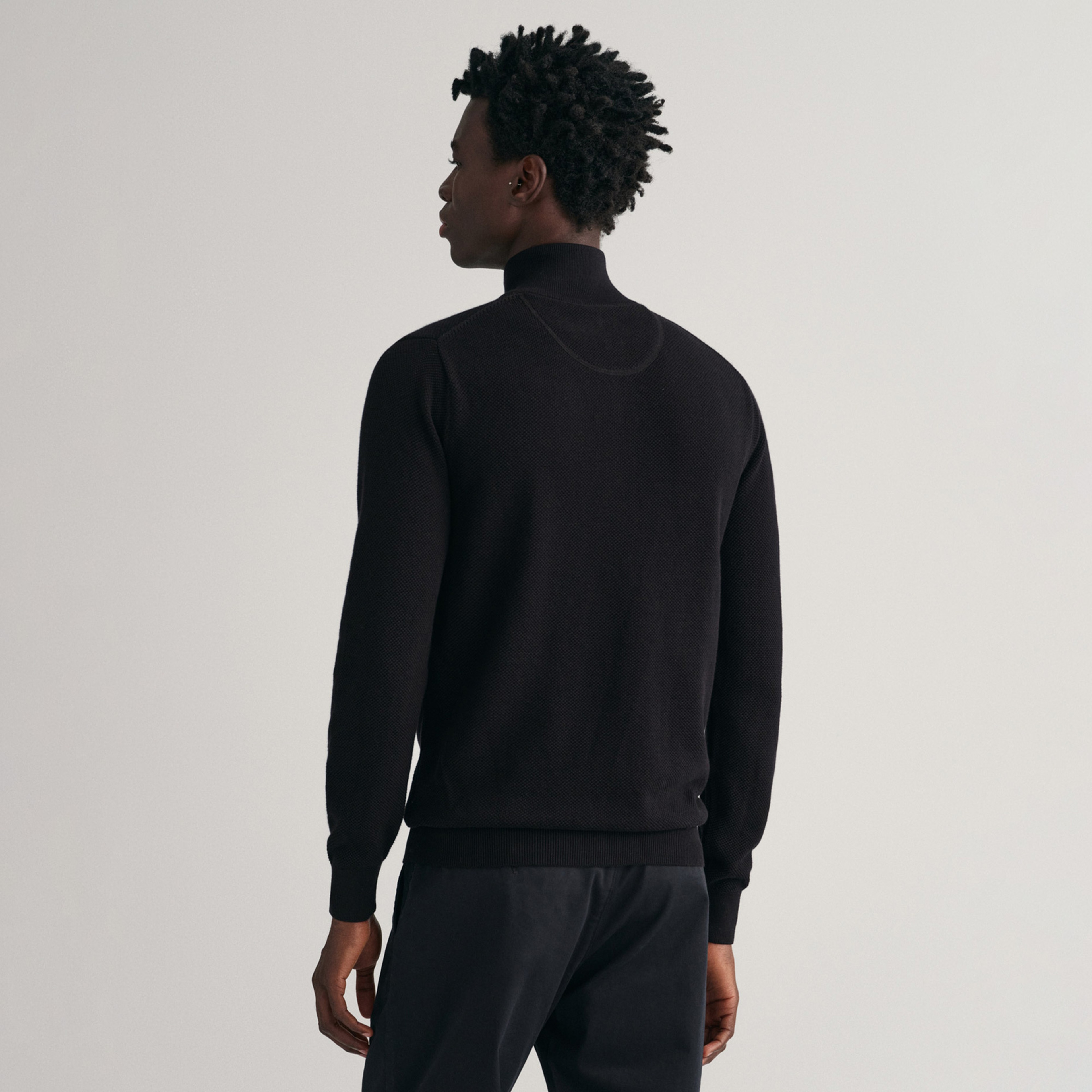 GANT Erkek Siyah Regular Fit Yarım Fermuarlı Kazak