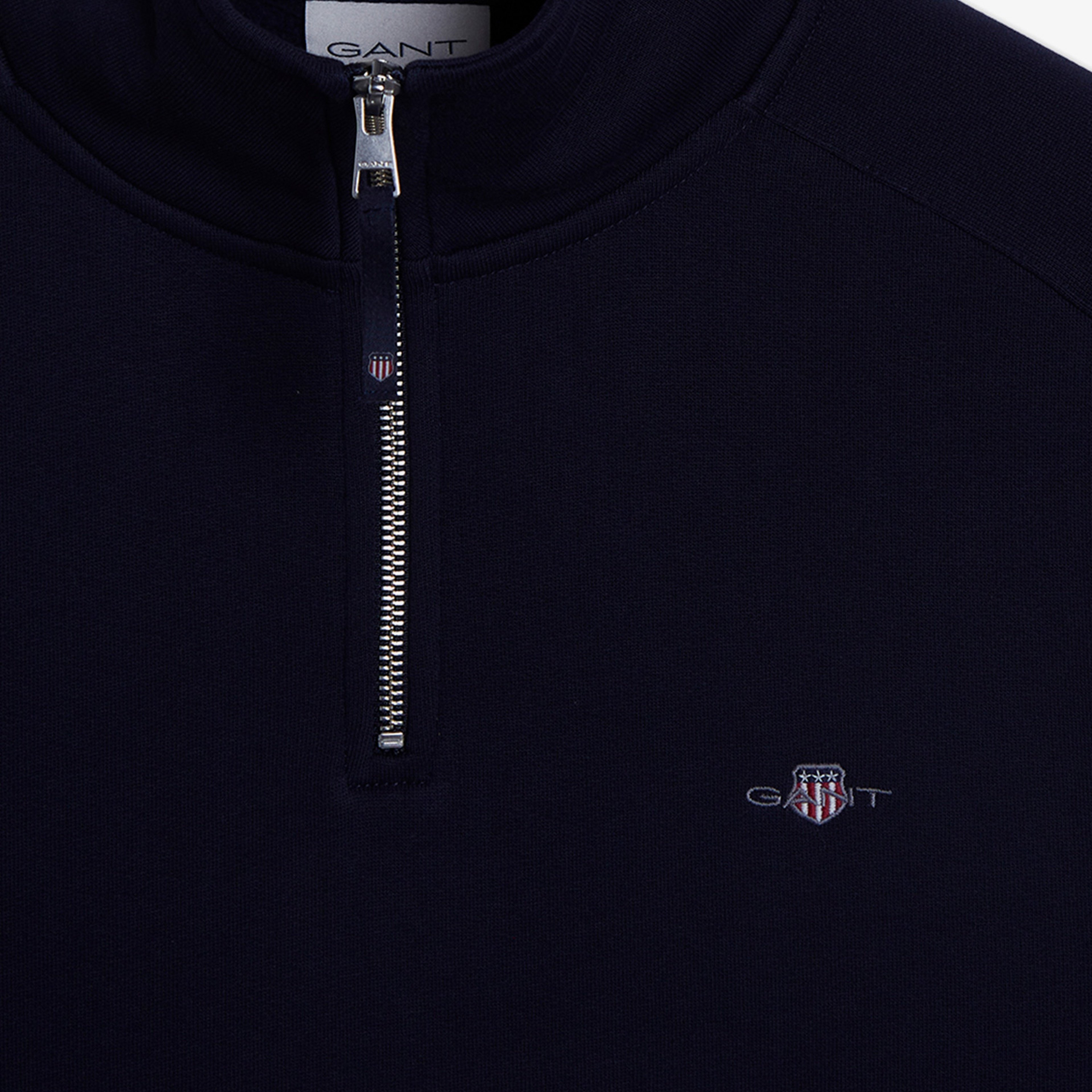 GANT Erkek Lacivert Regular Fit Yarım Fermuarlı Sweatshirt