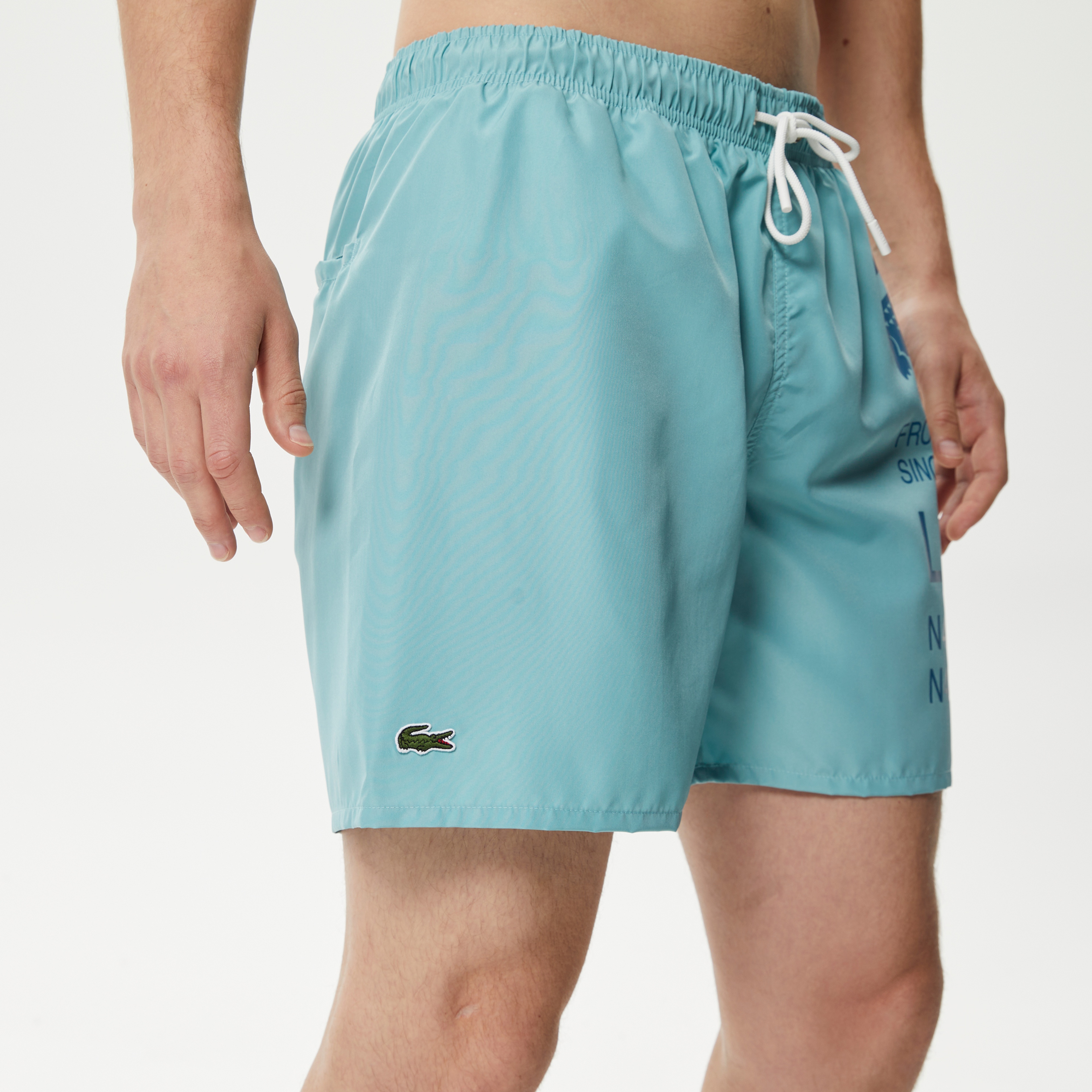 Lacoste Erkek Baskılı Mavi Deniz Şortu