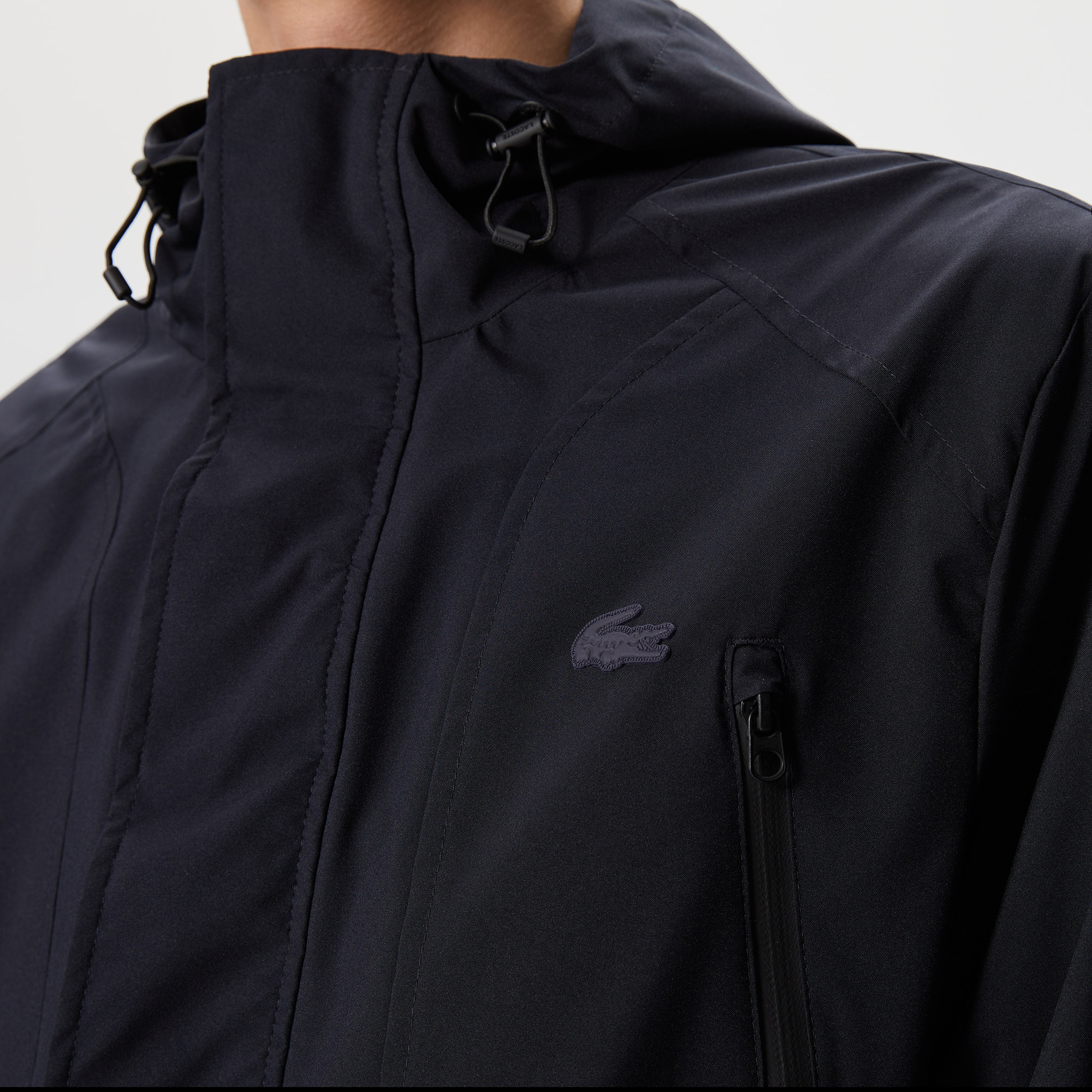 Lacoste Erkek Regular Fit Kapüşonlu Baskılı Lacivert Mont