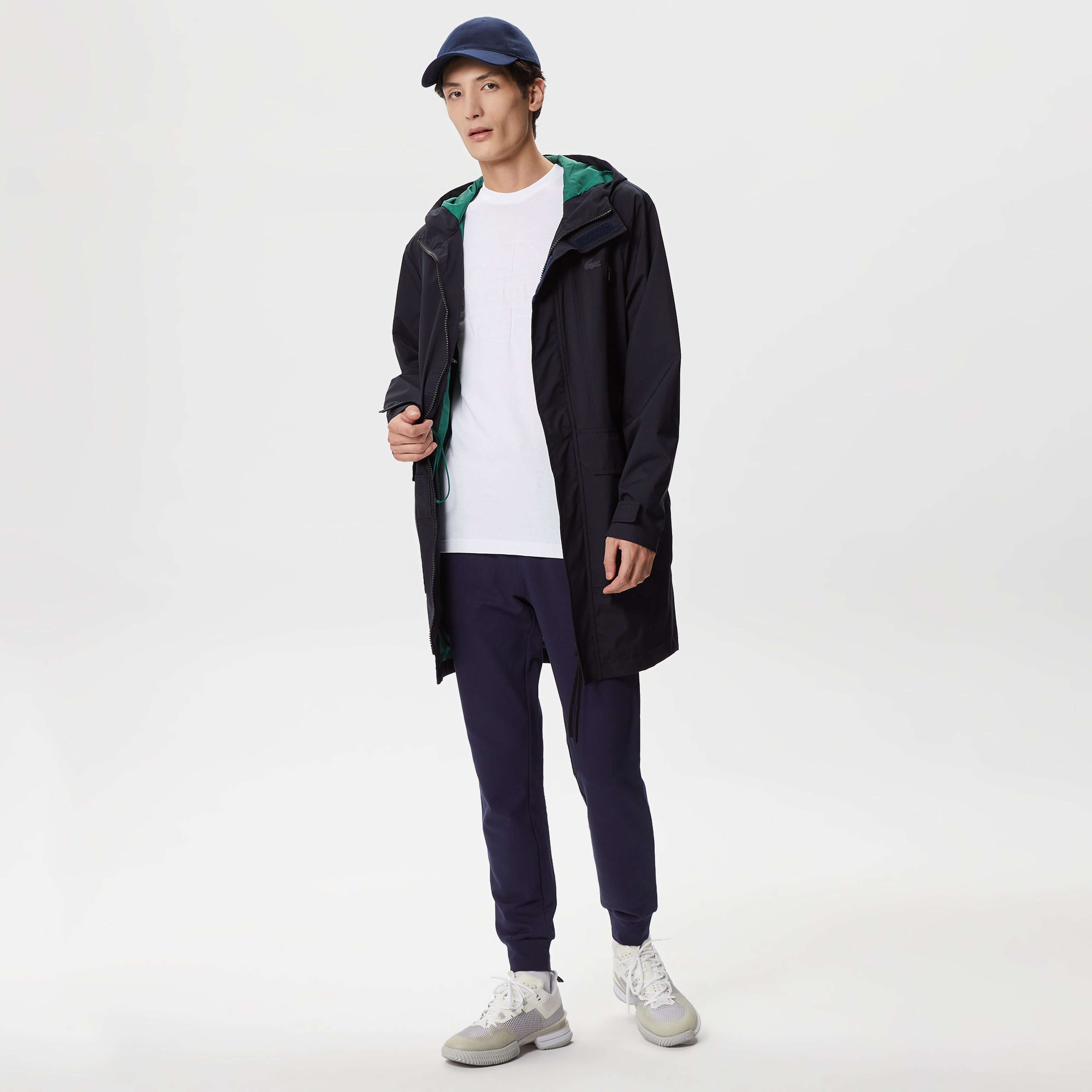 Lacoste Erkek Regular Fit Kapüşonlu Baskılı Lacivert Mont