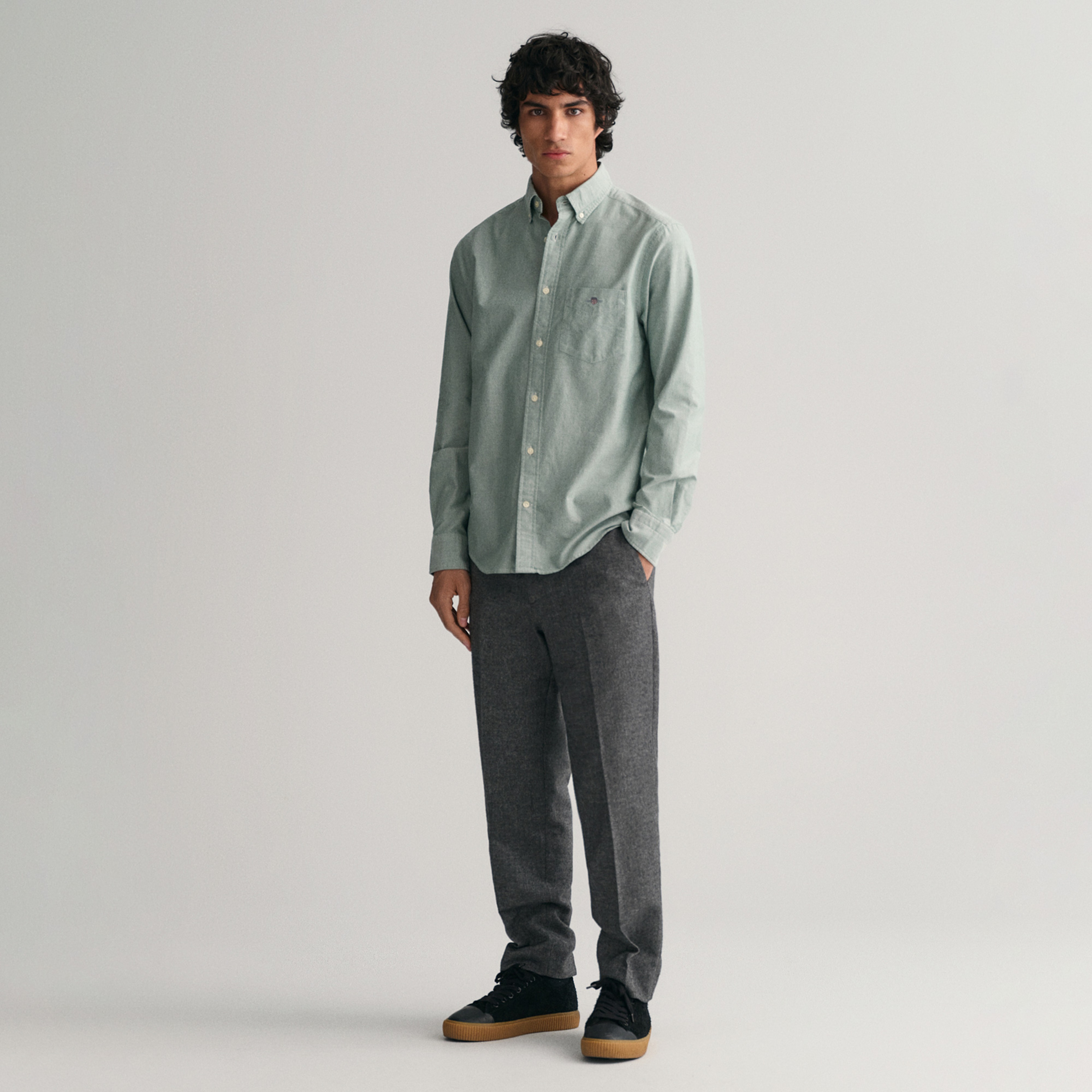 GANT Erkek Yeşil Regular Fit Düğmeli Yaka Oxford Gömlek