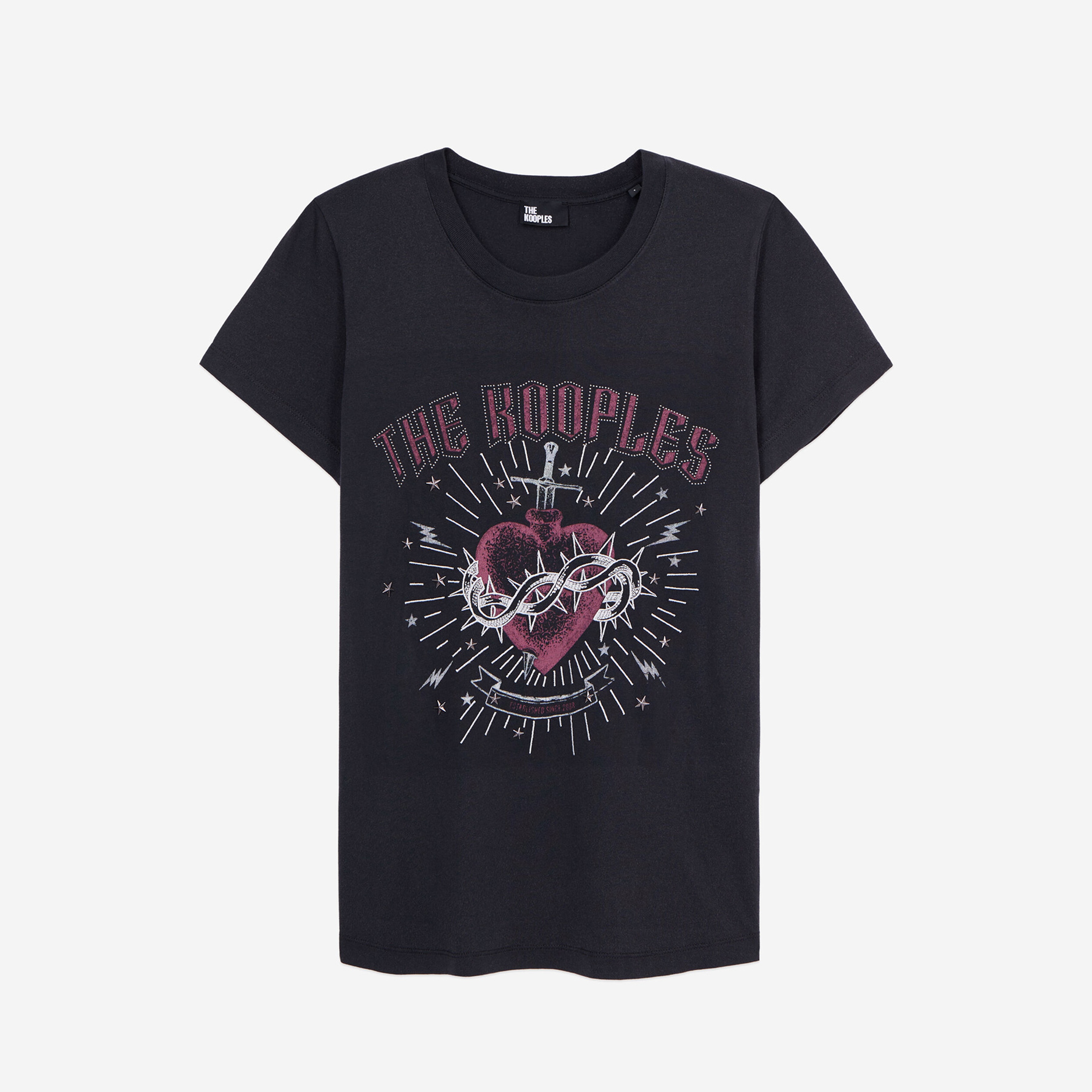 KADIN BİSİKLET YAKA BASKILI SİYAH T-SHIRT