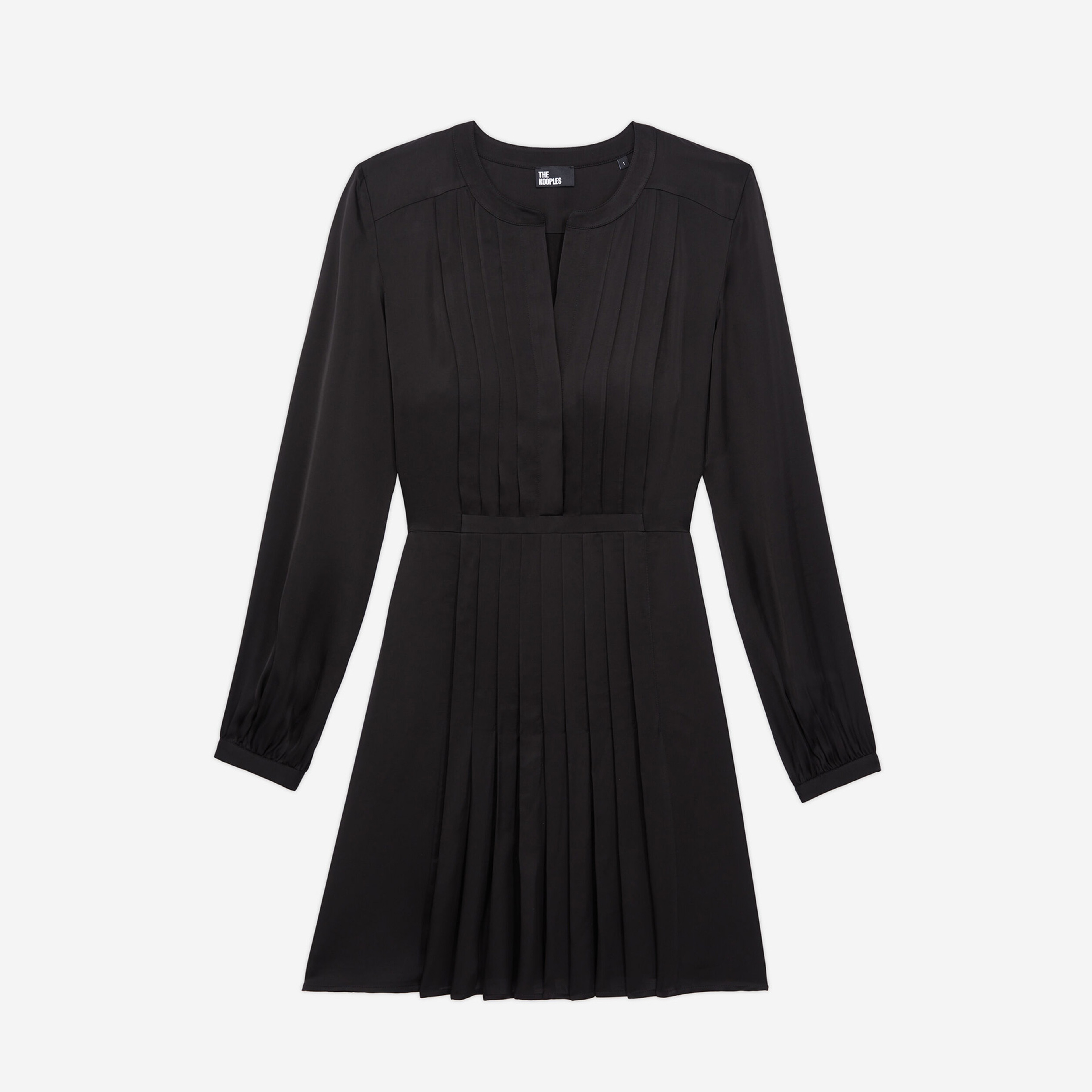 KADIN V YAKA UZUN KOLLU SİYAH ELBİSE