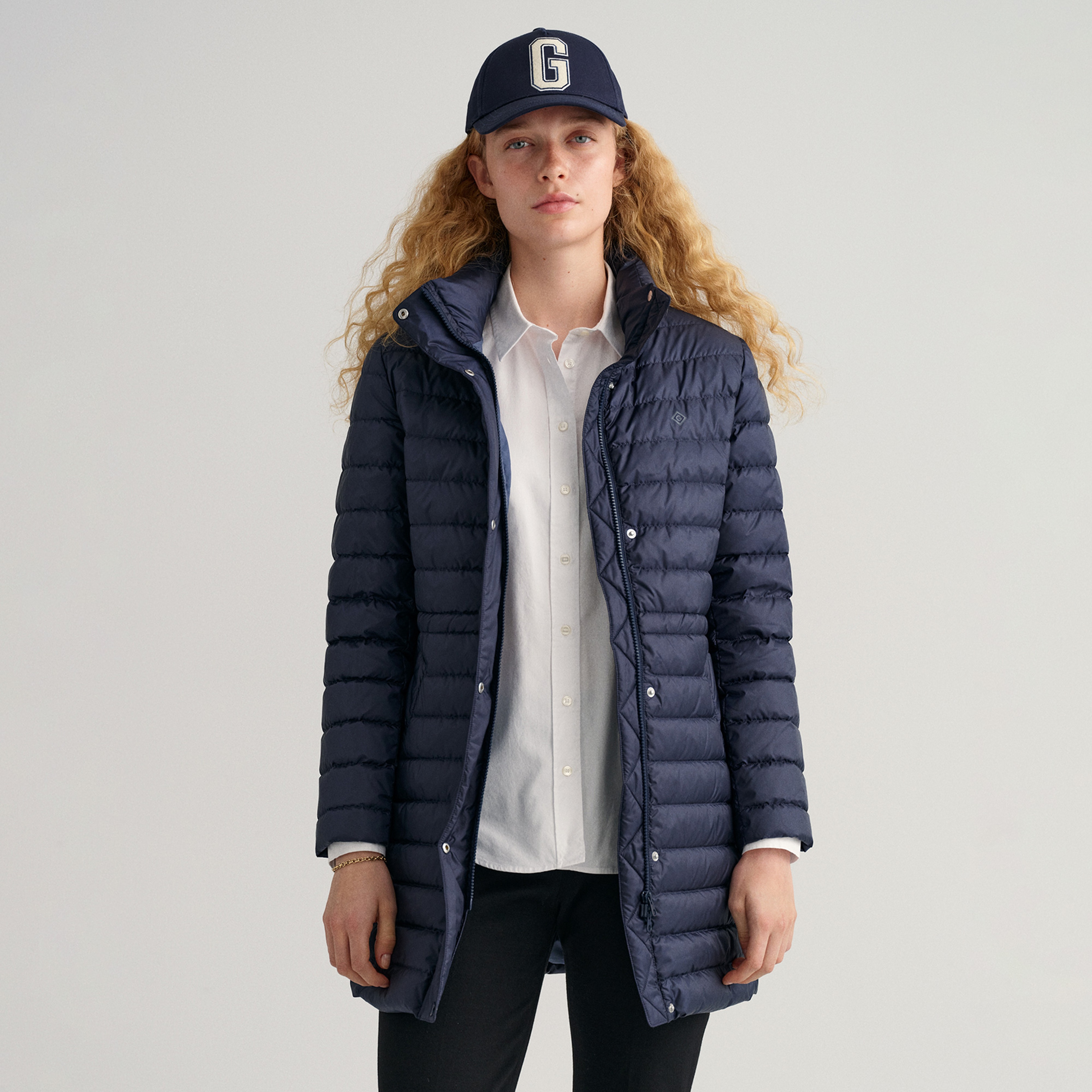 Gant Kadın Lacivert Slim Fit Fermuarlı Mont
