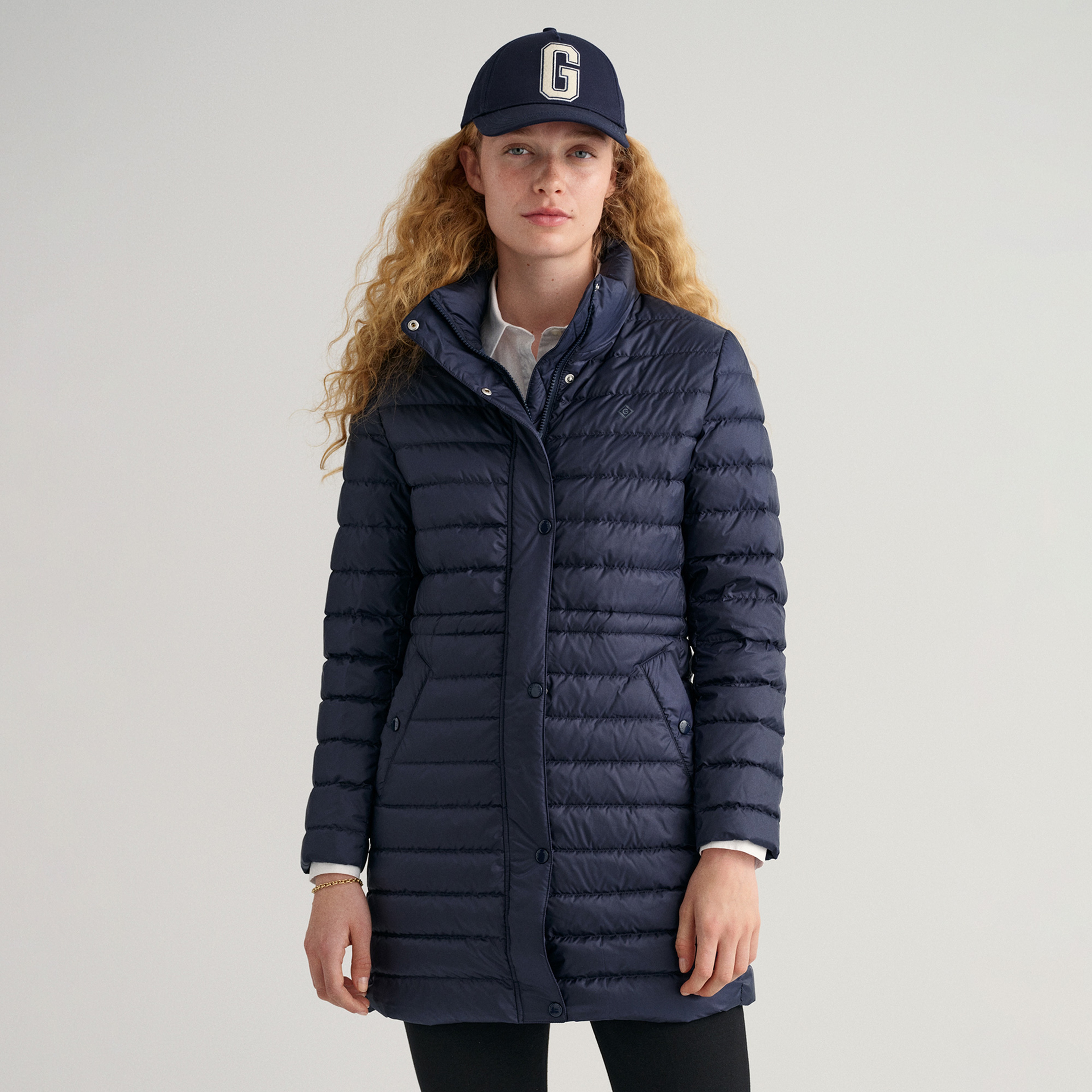 Gant Kadın Lacivert Slim Fit Fermuarlı Mont