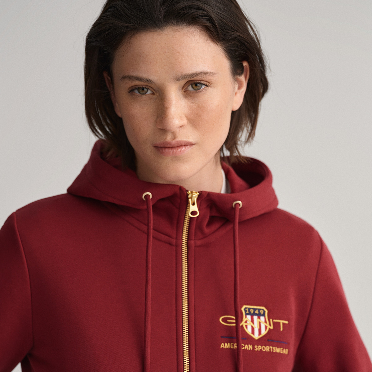 Gant Kadın Bordo Regular Fit Kapüşonlu Logolu Sweatshirt