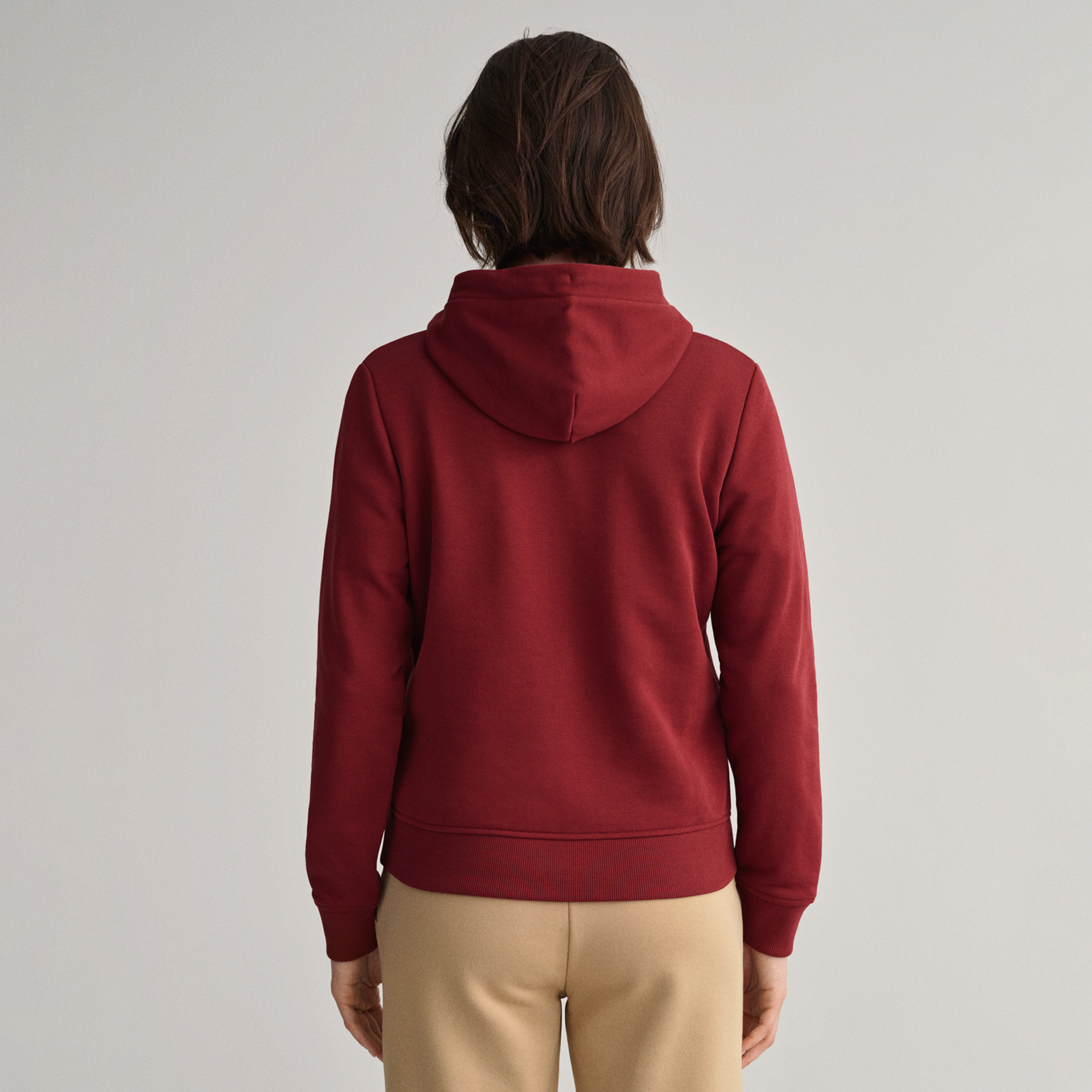 Gant Kadın Bordo Regular Fit Kapüşonlu Logolu Sweatshirt