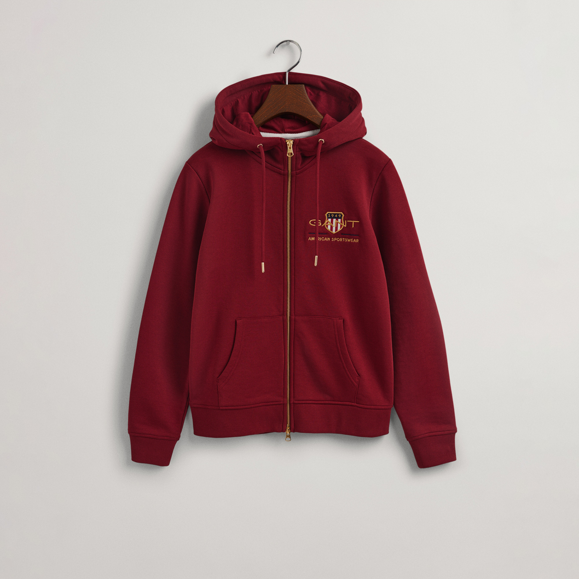 Gant Kadın Bordo Regular Fit Kapüşonlu Logolu Sweatshirt