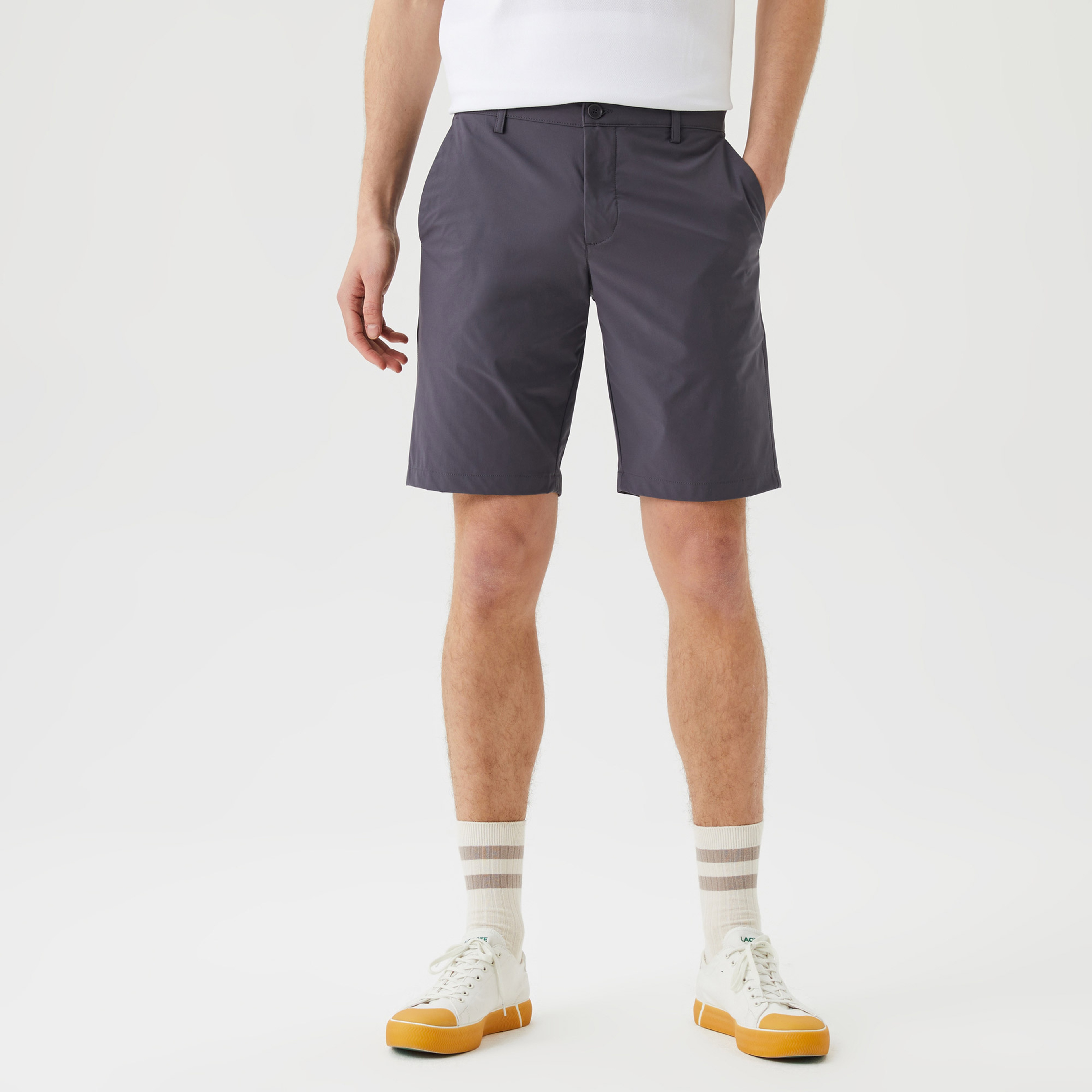 Erkek Slim Fit Gri Bermuda