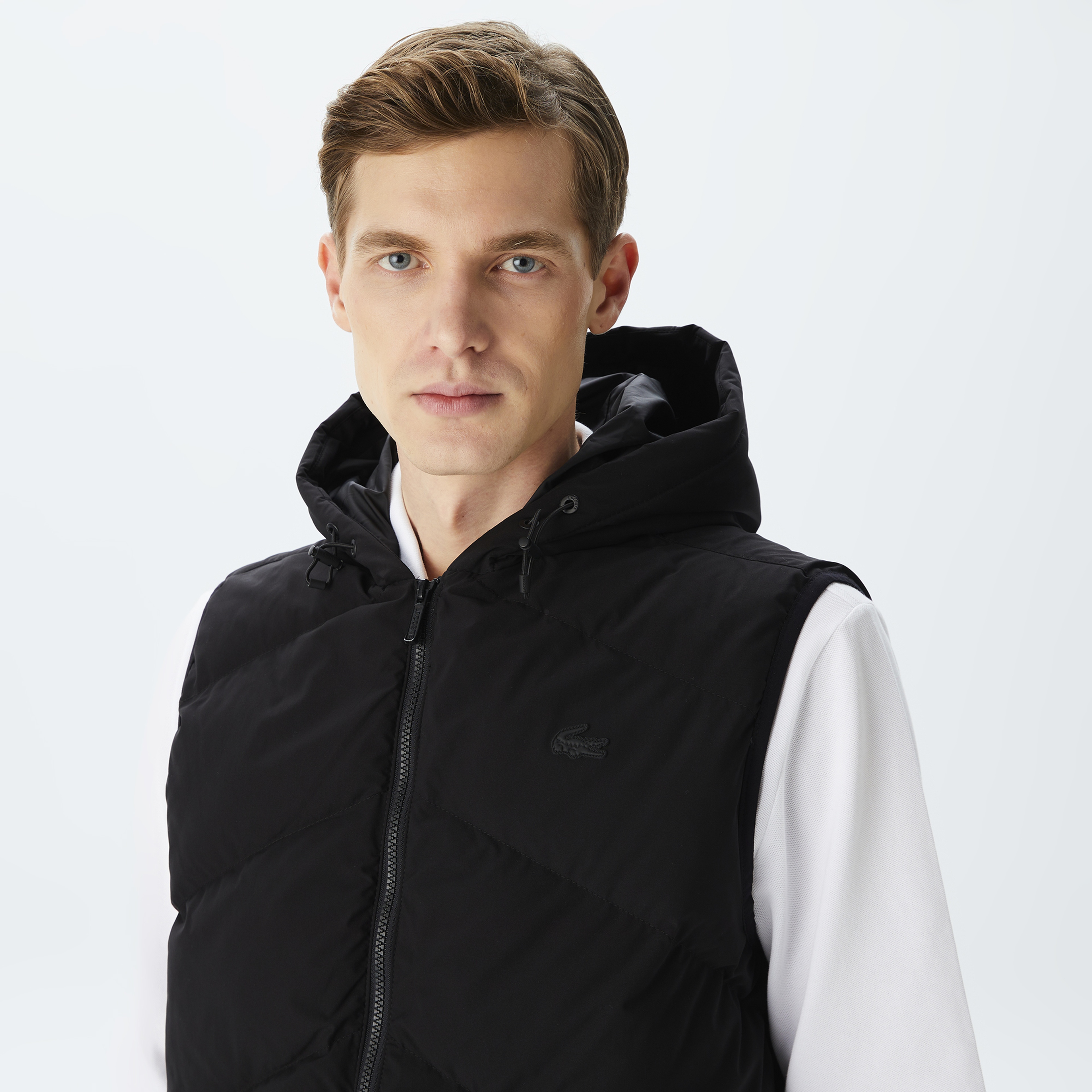 Erkek Slim Fit Kapüşonlu Kapitone Siyah Yelek