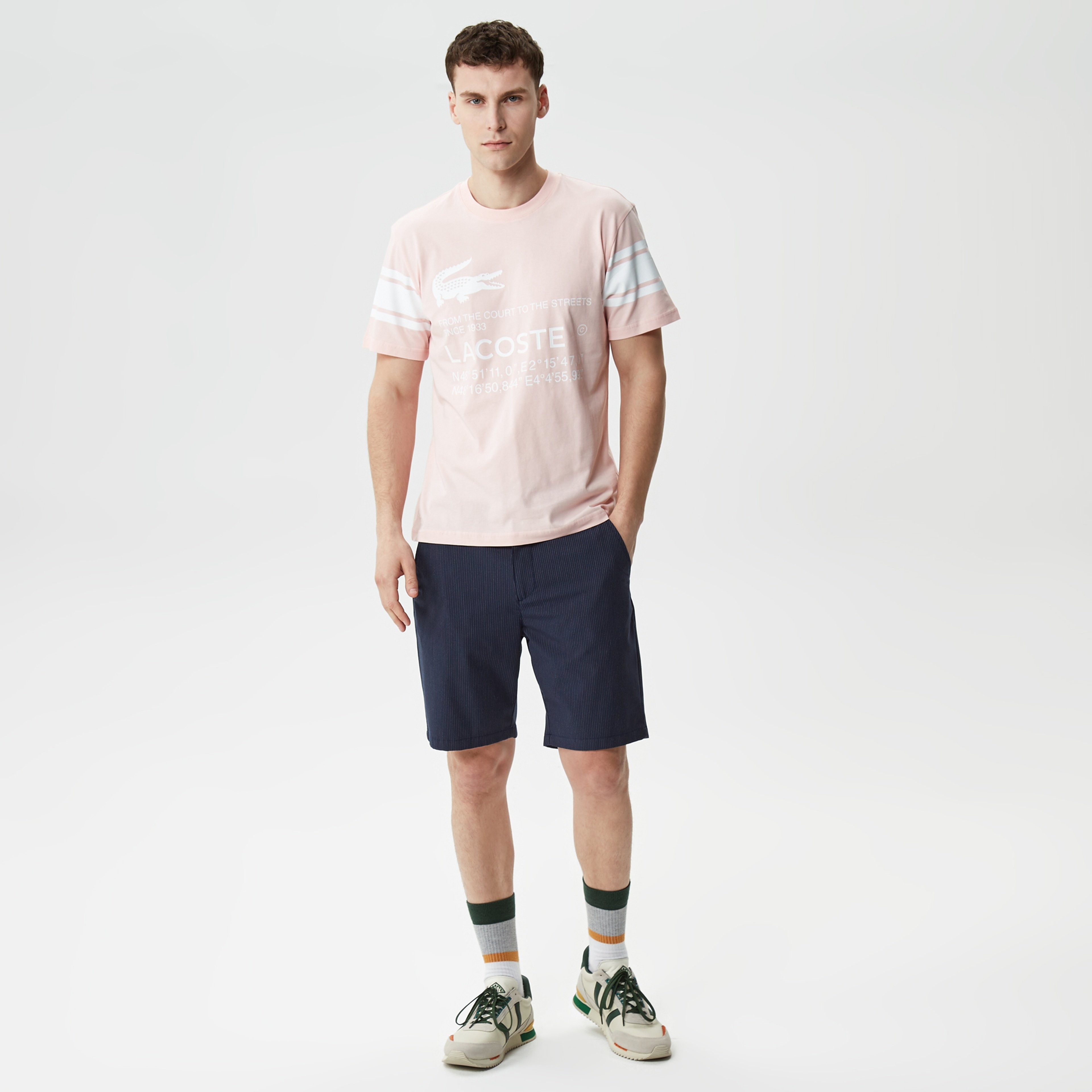 Active Erkek Relaxed Fit Bisiklet Yaka Baskılı Pembe T-Shirt